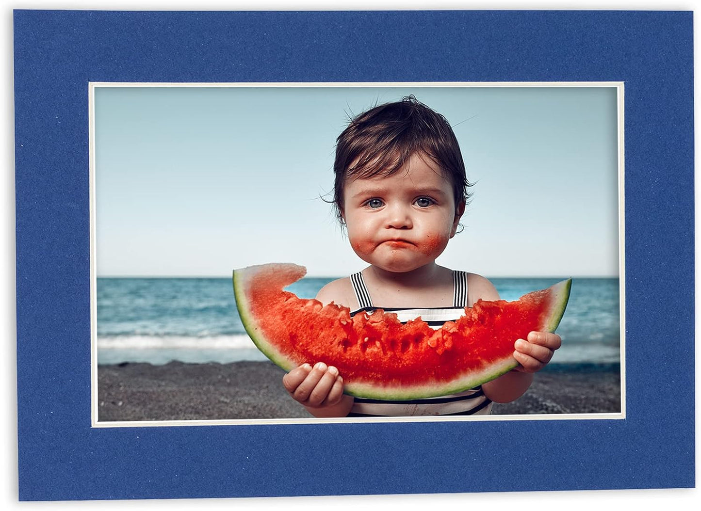 Pack of Ten 8x10 Mats Bevel Cut for 5x8 Photos - Acid Free Bottle Blue Precut Matboards for Pictures, Photos, Framing - 4-ply Thickness