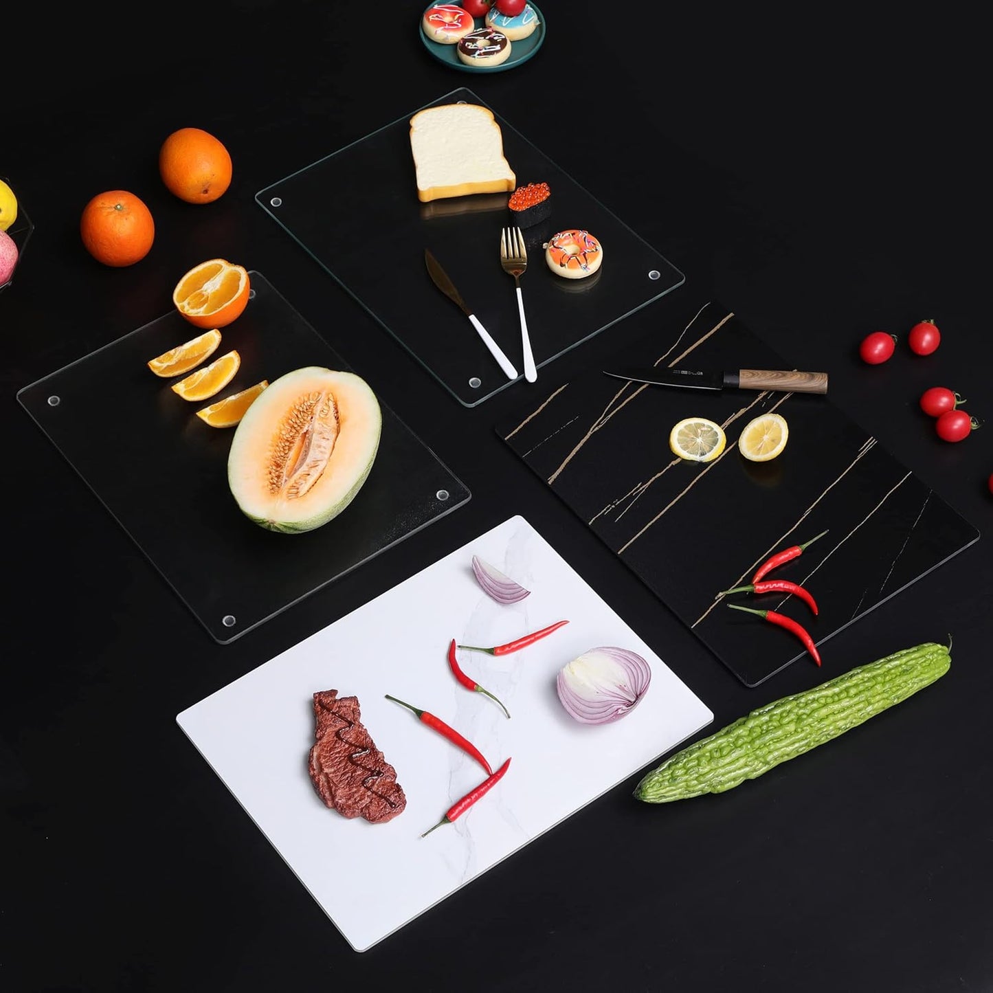 Murrey Home Glass Cutting Board for Kitchen Counter, Tempered Glass Chopping Boards Dishwasher Safe, Small Clear Countertop Tray, Scratch Resistant, Heat Resistant, Non Toxic, Frosted, 24"x18"