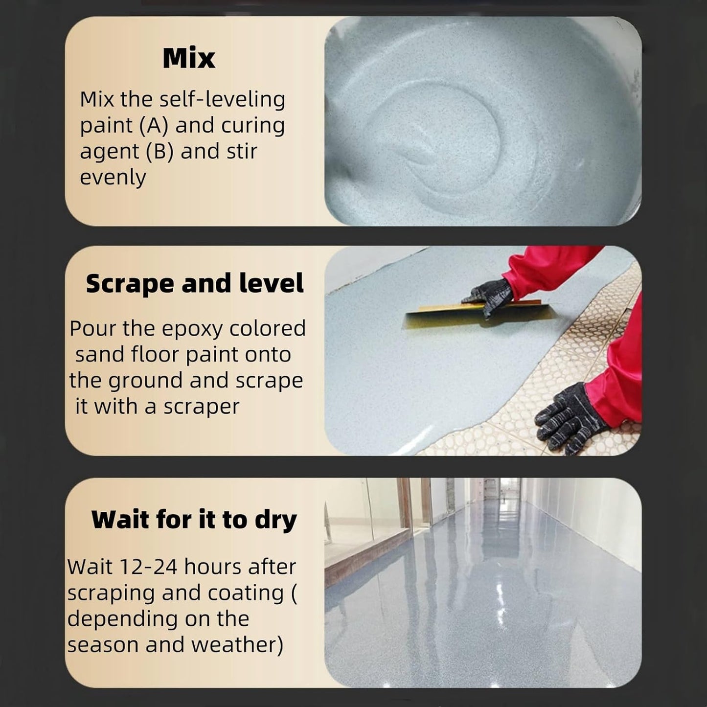 Epoxy Colored Sand Floor Paint, Epoxy Floor Paint High Gloss Marble Effect Coating for Indoor and Outdoor, Wear-resistant and non-slip Self-leveling Coating Yellow 176OZ(5KG)