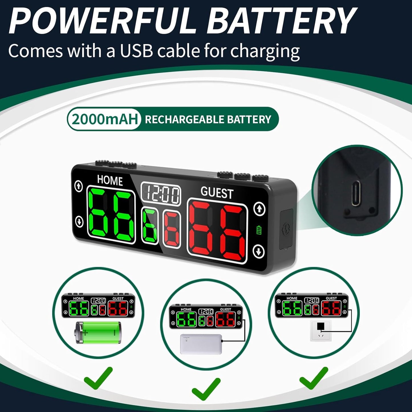 YZ Upgraded Digital Scoreboard with Timer, Mini Magnetic Electronic Scoreboard, LED Portable Scoreboard Basketball, Cornhole Score Keeper for Indoor&Outdoor Games