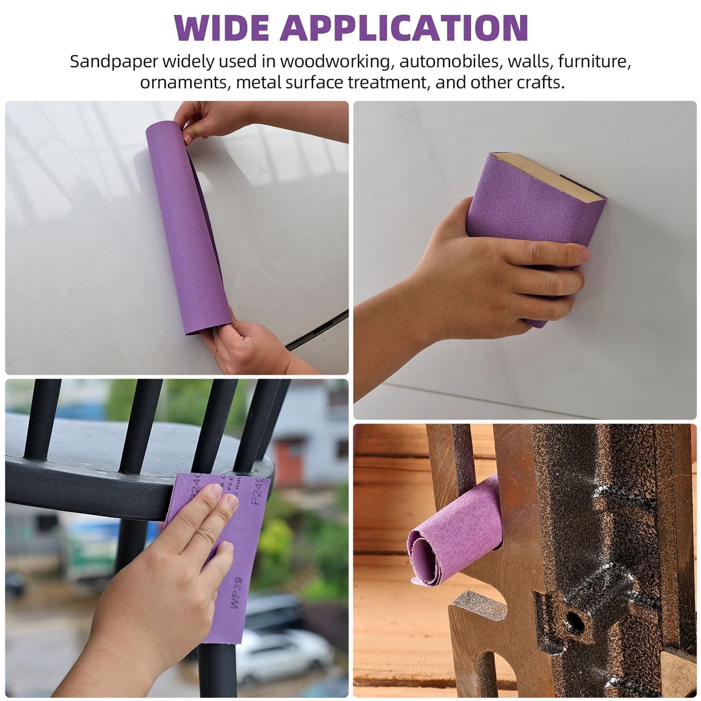 Sandpaper 1000 Grit 20 PCS, Wet Dry Sanding Sheets 9 x 11 Inch, Purple Alumina Abrasive Sand Paper for Wood, Metal, Drywall, Resin, Automotive Sanding, Polishing, Grinding, by POLIWELL