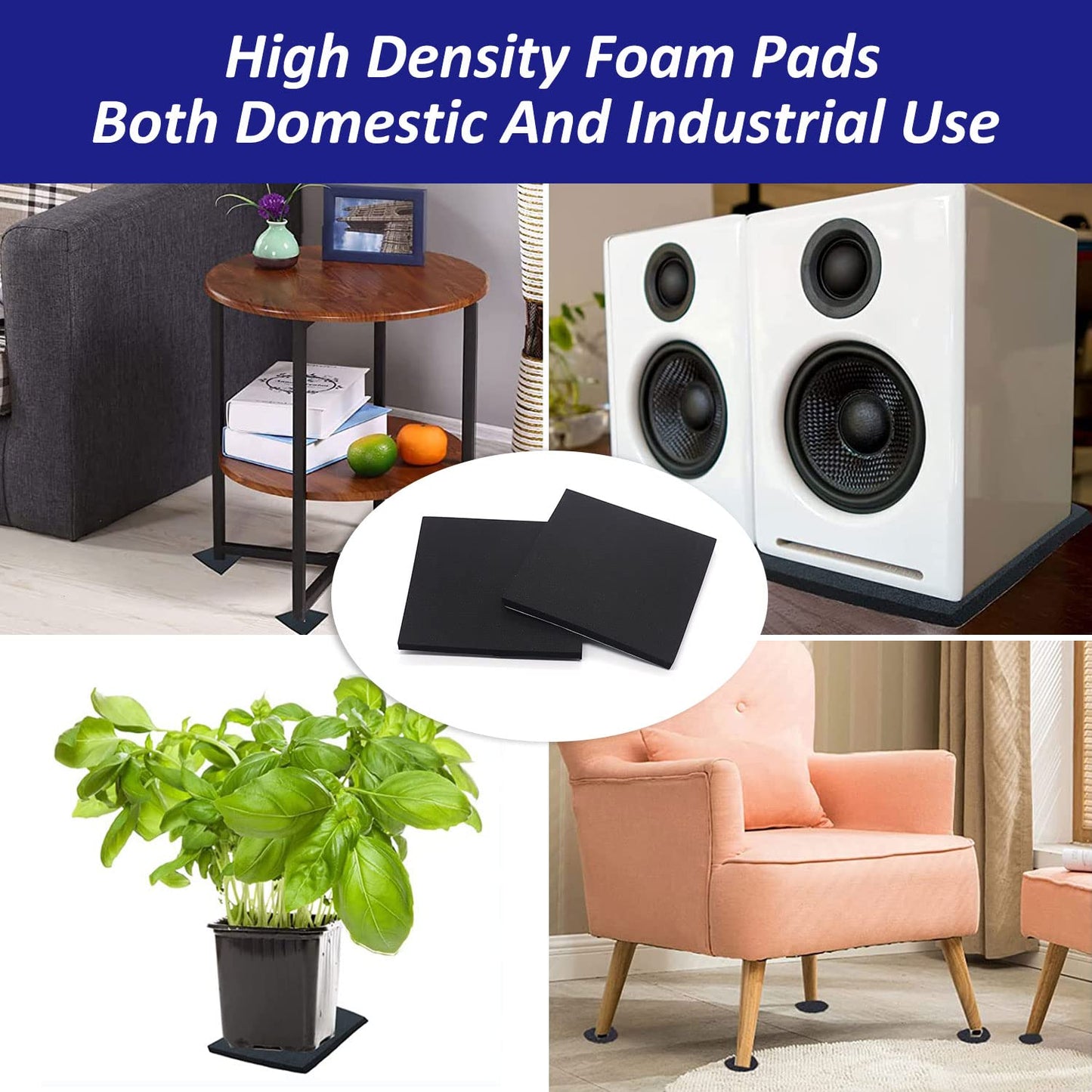 Foam Padding Sheets with Adhesive Backing - 1/4" Thick Self Stick Neoprene Insulation Foam,1/4 Inch Thick X 4 Inch Long X 4 Inch Wide (4, 1/4Inch x 4Inch x 4Inch)