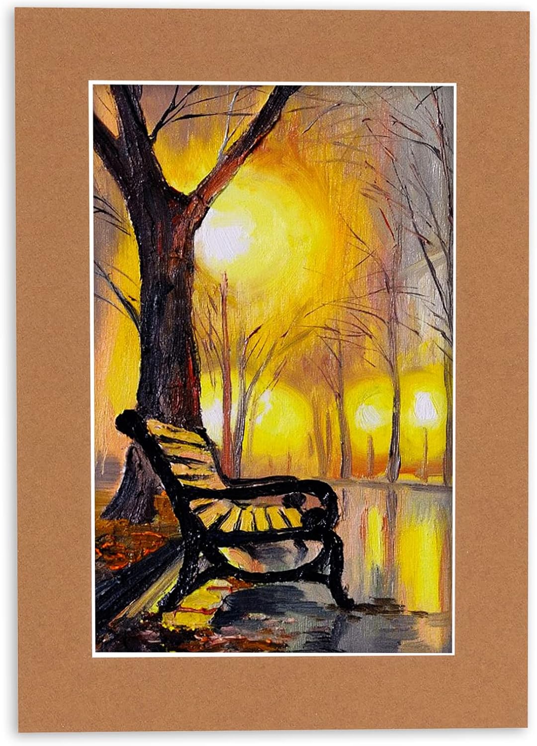 8x10 Mat Bevel Cut for 5x8 Photos - Acid Free Aged Oak Brown Precut Matboard With Backing Board and Crystal Clear, Self Seal Photo Mat Bag - For Pictures, Photos, Framing - 4-ply Thickness