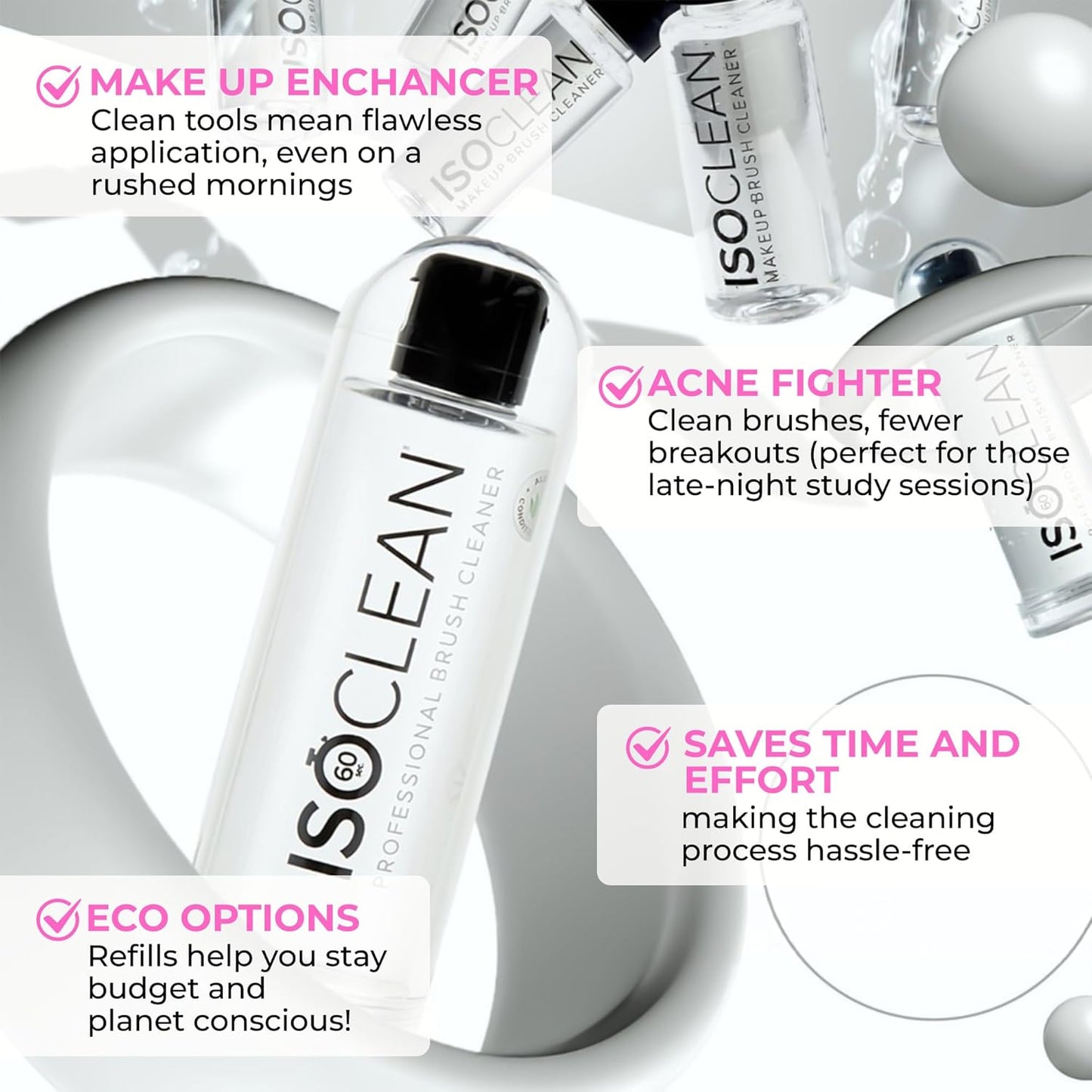 ISOCLEAN Professional Brush Cleaner 6 fl oz - Easy Pour Makeup Brush Cleaner for Cosmetic Tools, Cleans Bristles, Scented No-Rinse Formula Dries in 60 Seconds, Vegan, Not Tested on Animals