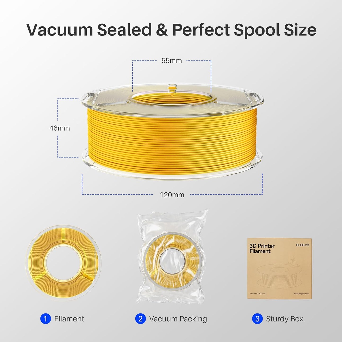 ELEGOO Silk PLA Filament 1.75mm Bronze 250g, Shiny 3D Printer Filament Dimensional Accuracy +/- 0.02mm, 250g Spool Fits for Most FDM 3D Printers