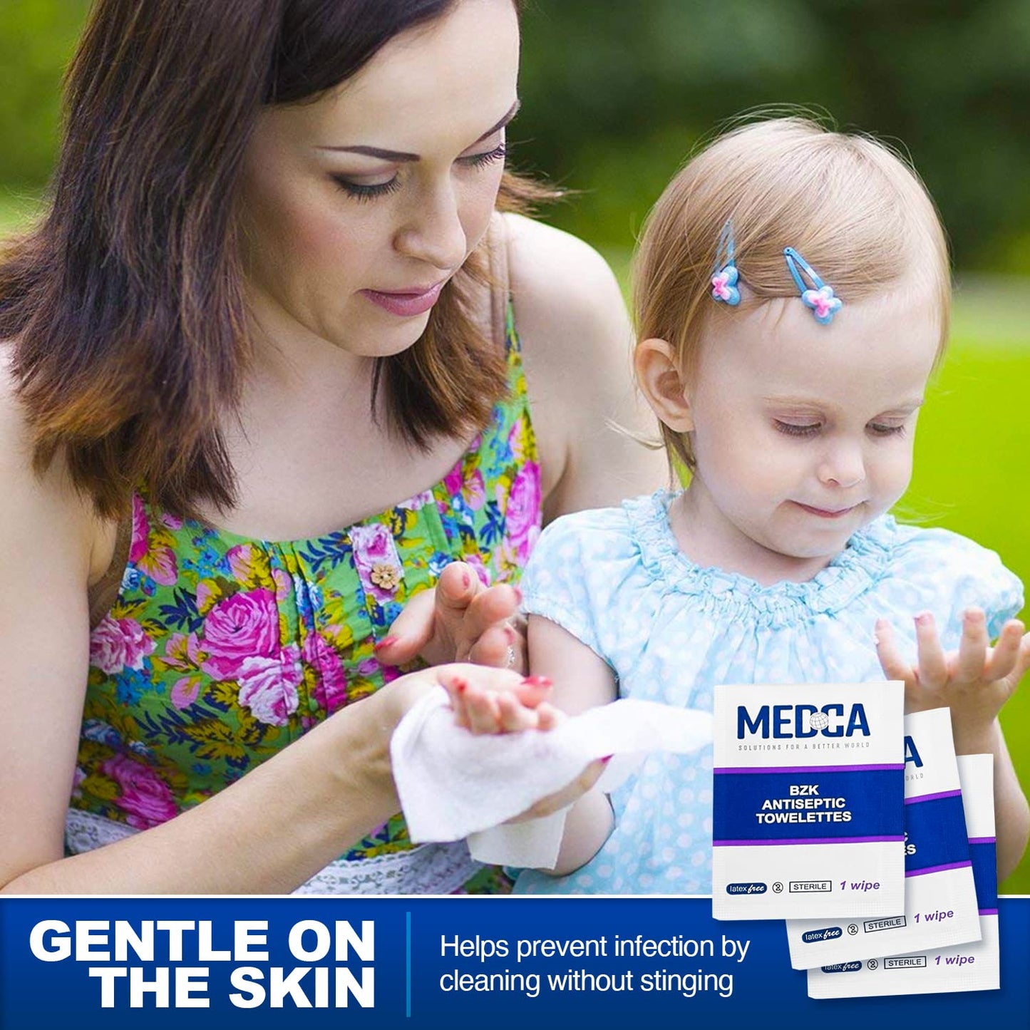 Hand Wipes – (Pack of 300) Benzalkonium Chloride Swabs Individual BZK Single-Use Packets by MEDca