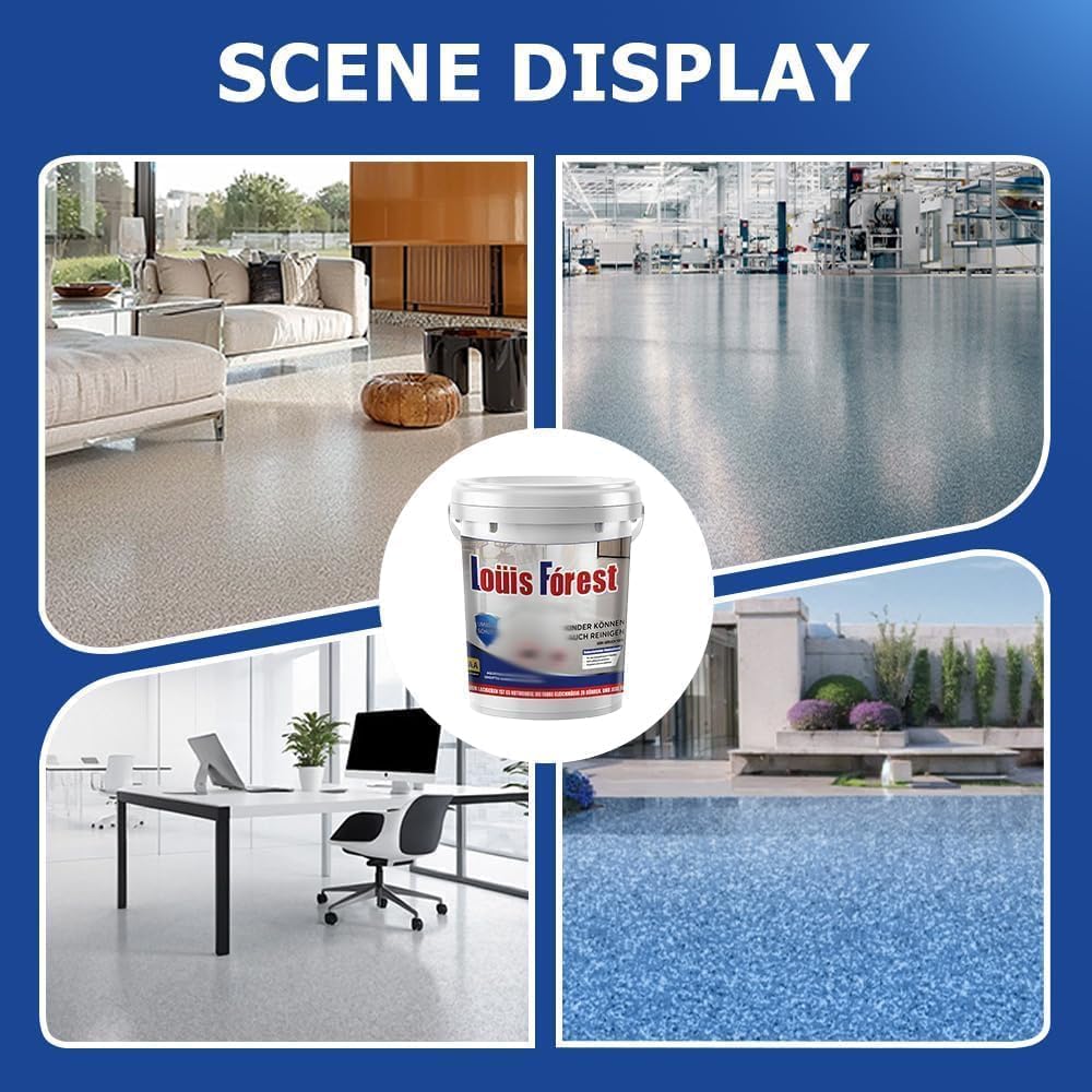 Louis Forest Epoxy Floor Paint, High-Gloss Marble Effect Coating, Epoxy Colored Sand Floor Paint, Wear-Resistant and Non-Slip for Indoor Outdoor (1KG-Sea gray)