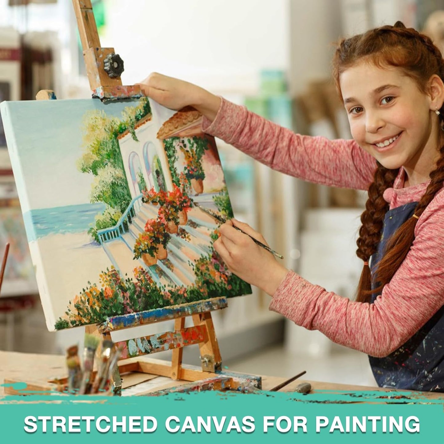 ESRICH 10x10 Stretched Canvas for Painting, 10 Pack Square Canvas for Painting Primed Acid-Free Framed Blank Canvas, Art Canvases for Beginners & Artists to Paint Oil, Acrylic, Pouring Painting.
