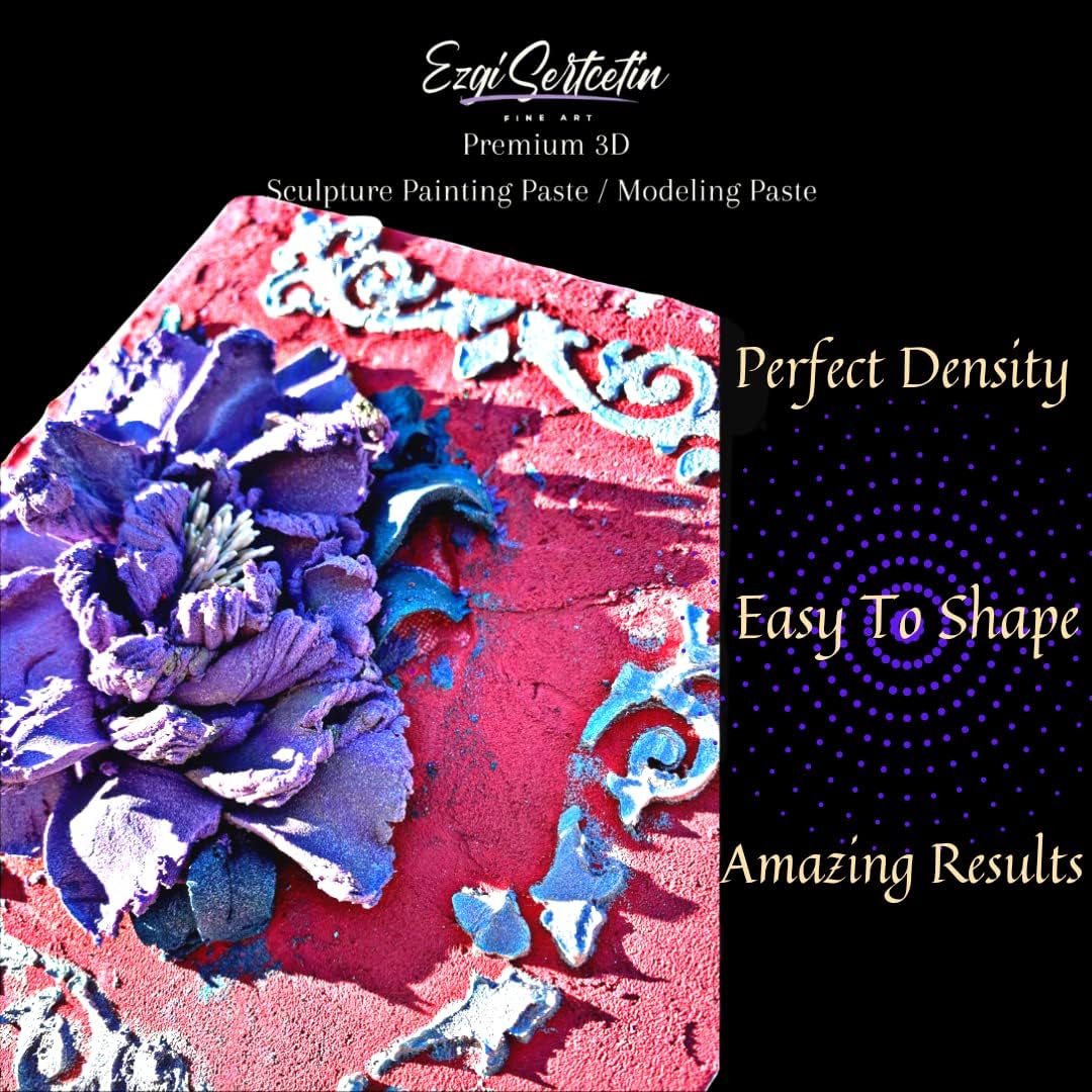 3D Sculpture Painting Paste|Texture Paste|Decorative Plaster|Ready to Use|Unique Metallic Pearl and Neon Colors|Ideal for Artwork|Stencil|Flowers|Texture and Art Relief|6 oz (Granite Stone)