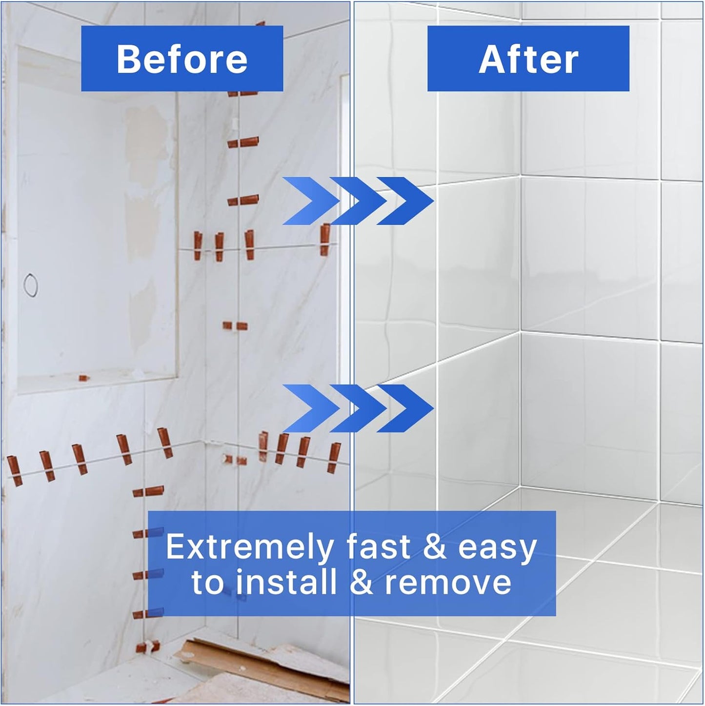 Tile Leveling System Clips Spacers Tile Leveler Clips DIY Tile Leveler Spacers 1000 Pcs 1/16" (1.5mm) for Professional Ceramic Tile and Stone Installation (1000 1/16")