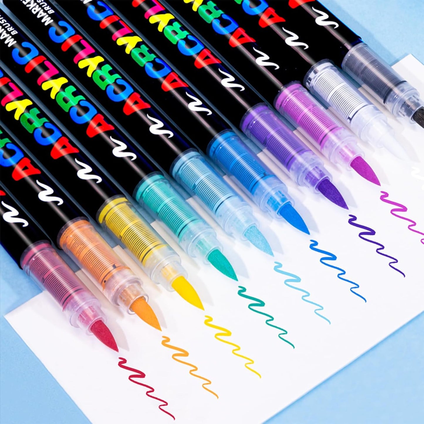 Guangna Acrylic Paint Markers,24 Colors with Direct-Liquid Ink Control System, Professional-Grade Paint Pen for Rock Painting, Canvas, Glass, Plastic, Fabric & Creative Crafts