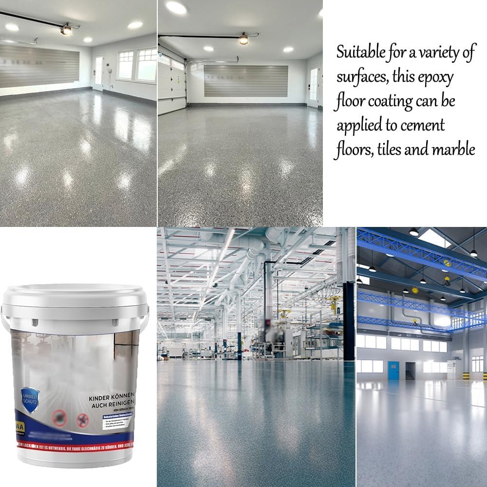 Louis Forest Epoxy Floor Paint, High-Gloss Marble Effect Epoxy Floor Coating (Light Gray,1pcs)