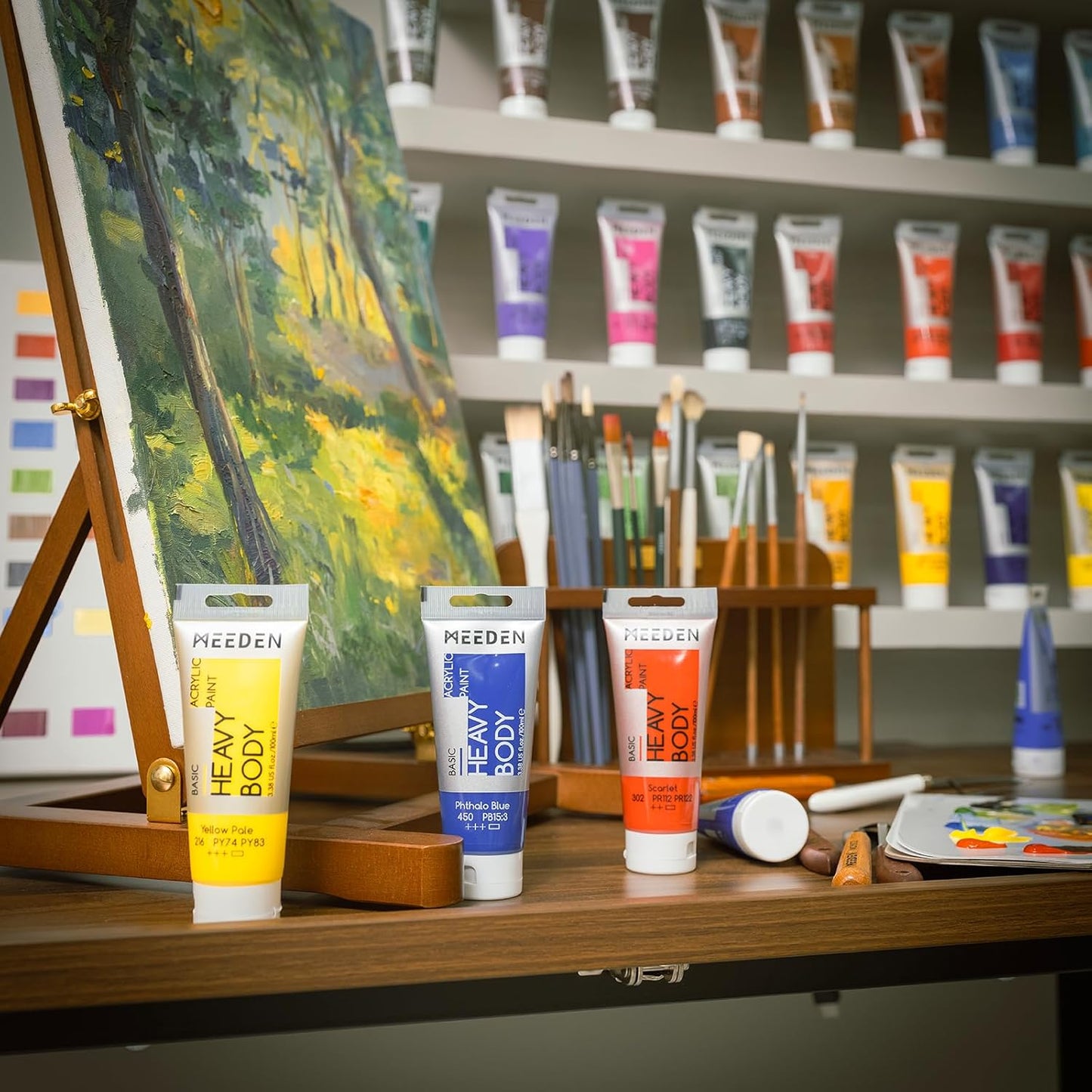 MEEDEN Acrylic Paint Orange Red: 100ml/3.38oz Heavy Body Acrylic Paint Tube Bundled with Additional Titanium White Color for Art Craft Painting
