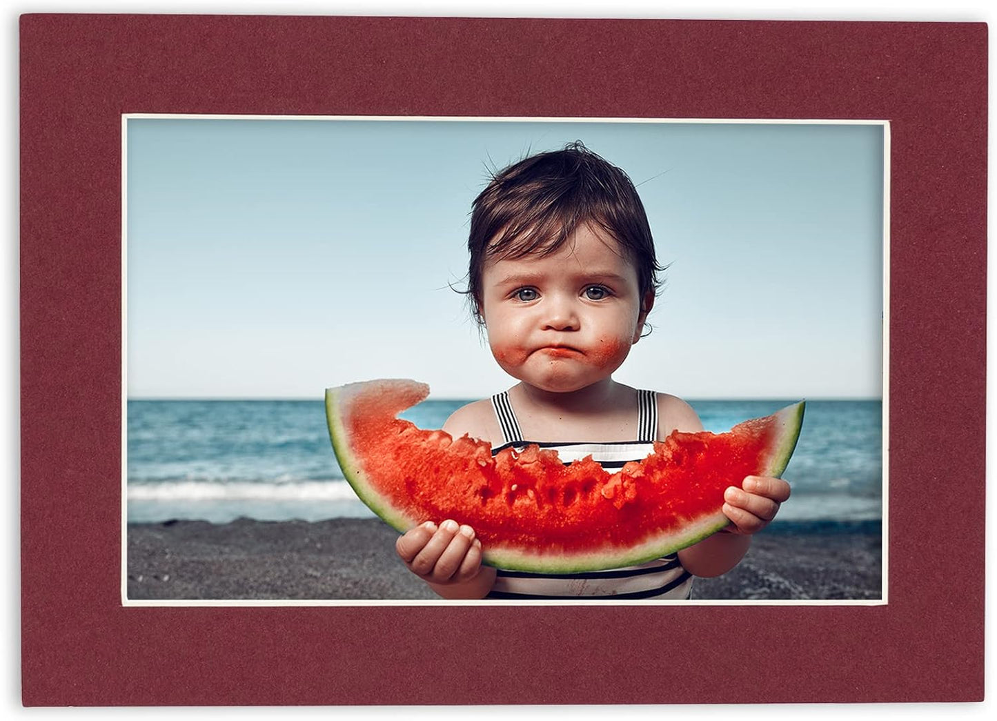 5x7 Mat for 8.5x11 Frame - Precut Mat Board Acid-Free Maroon 5x7 Photo Matte Made to Fit a 8.5x11 Picture Frame, Premium Matboard for Family Photos, Show Kits, Art, Picture Framing, Pack of 1 Mat