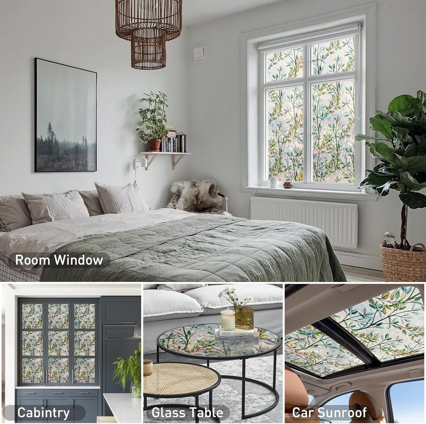 Donox Window Privacy Film, 3D Decorative Window Vinyl Decorative Stained Glass Window Film, Anti-UV Sun Blocker Heat Control for Home, 29.5 Inch x 13.1 Feet (with Installation Tool)