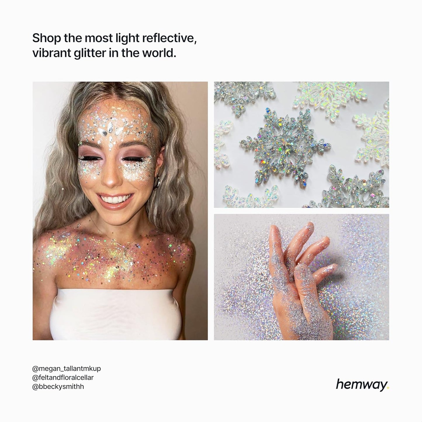 Hemway Polyurethane & Epoxy Resin Glitter 100g / 3.5oz Metallic Crystal Flake Additive for Flooring Jewelry Tumblers Glass Pigment - Fine (1/64" 0.015" 0.4mm) - Silver Holographic