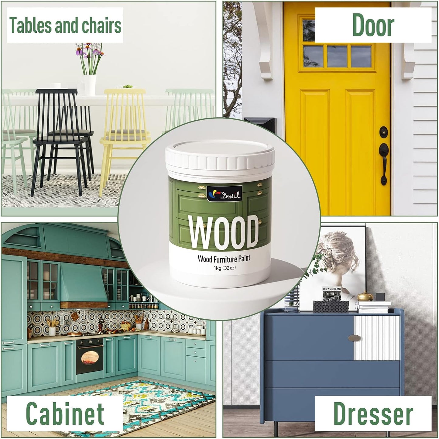DWIL Matte Finish Furniture Paint - 5 Oz Wood Paint for Cabinets, Doors, Tables, and Dressers Refinishing - Water-Based, Non-Toxic & Odorless, Easy to Apply(Olive Green)-Trial Pack