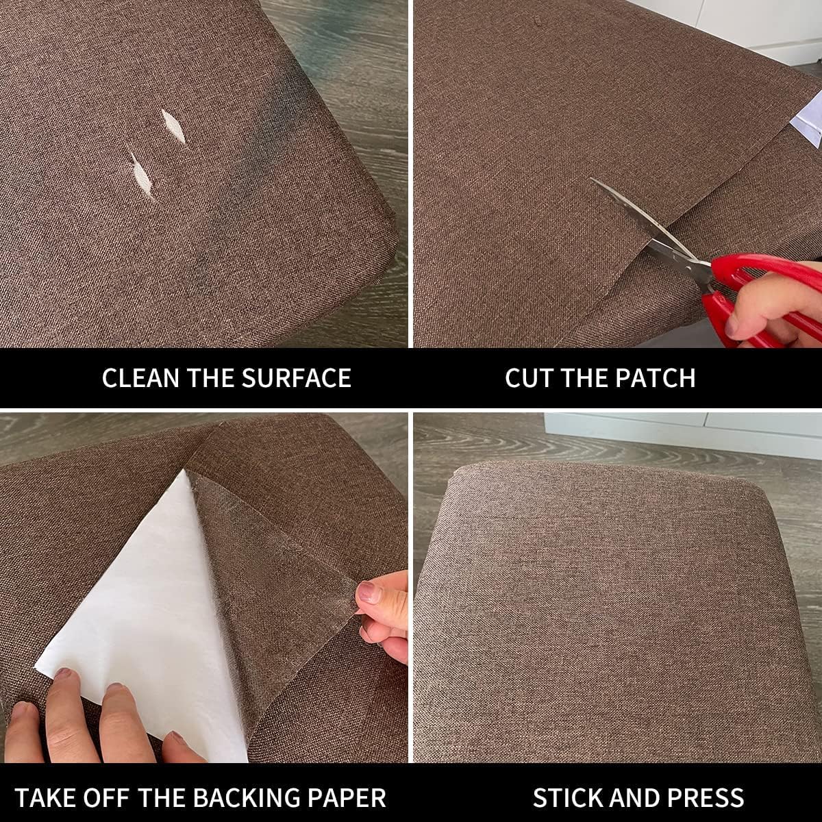 Fabric Repair Patches, Linen Repair Tape Self-Adhesive Fabric Patches Durable, DIY Large Linen Tape for Sofa, Couches, Furniture, Chair, Clothing (3.5X79 Inch, Brown)