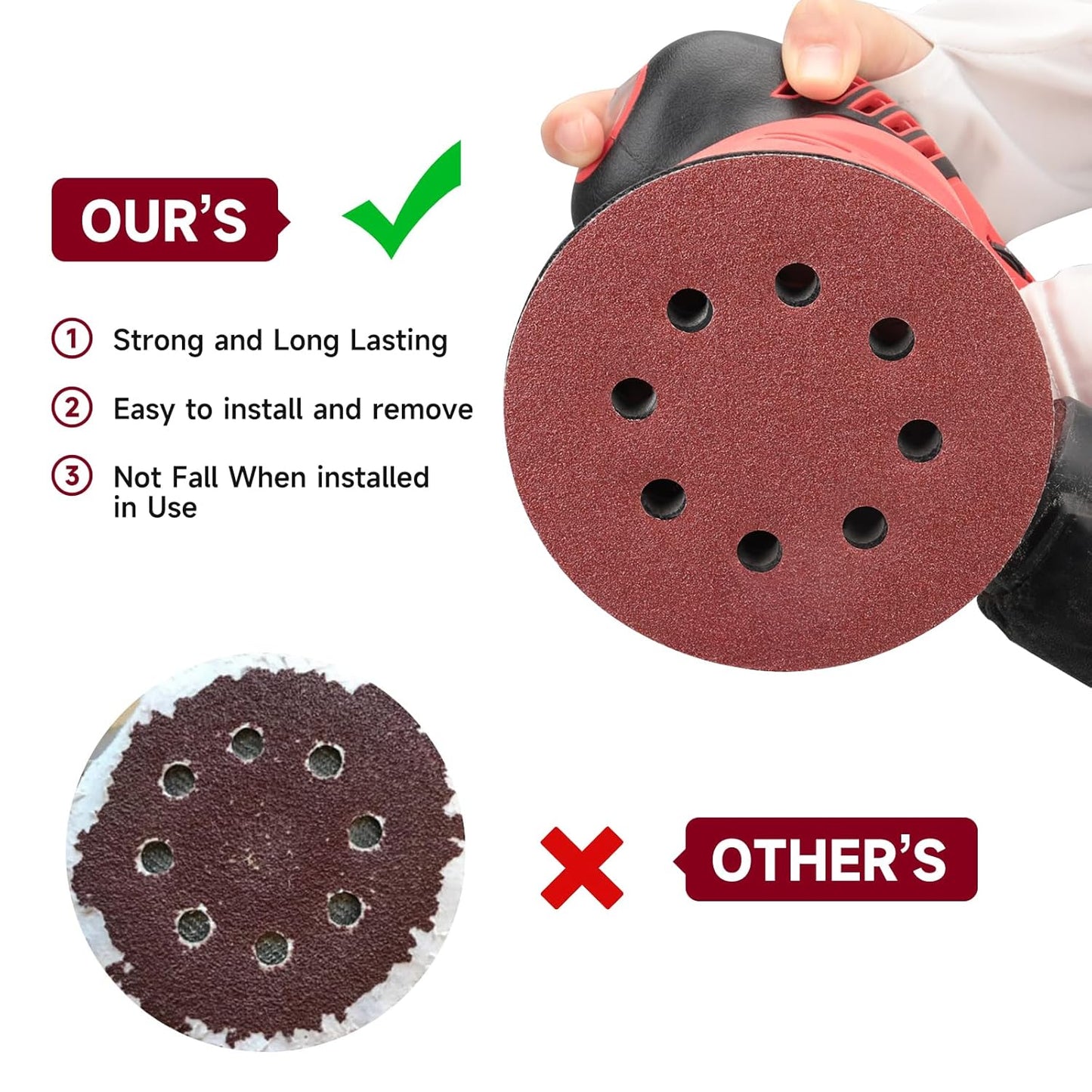 100 PCS 5 Inch Sanding Discs 800 Grit, Round Hook and Loop Sandpaper for Random Orbital Sander