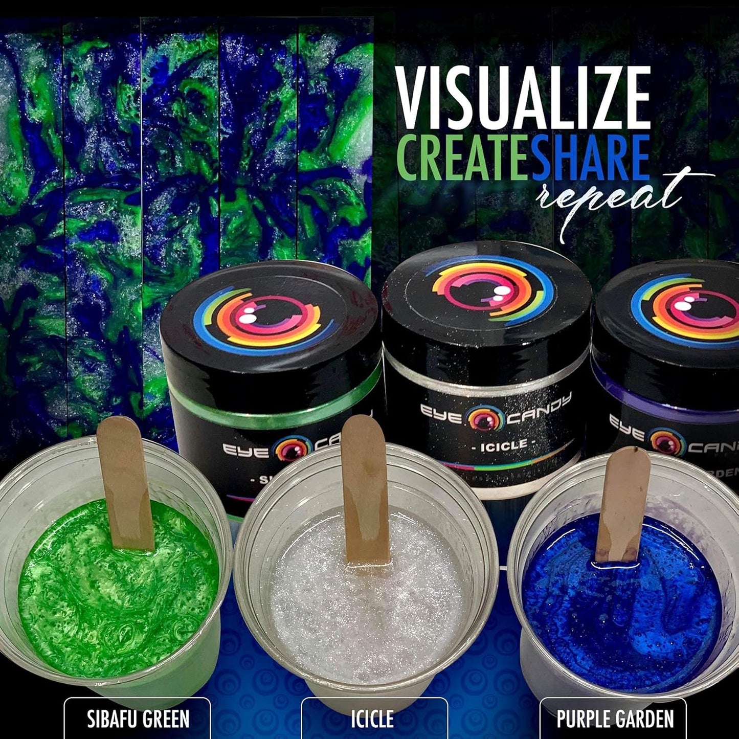 Eye Candy Pigments Premium Green Mica Powder - Sibafu Green (50gr) - for Epoxy, Resin, Soap, Paint, Woodworking, Acrylic Pouring, Bath Bombs, Fishing Lures - DIY Arts and Crafts Additive