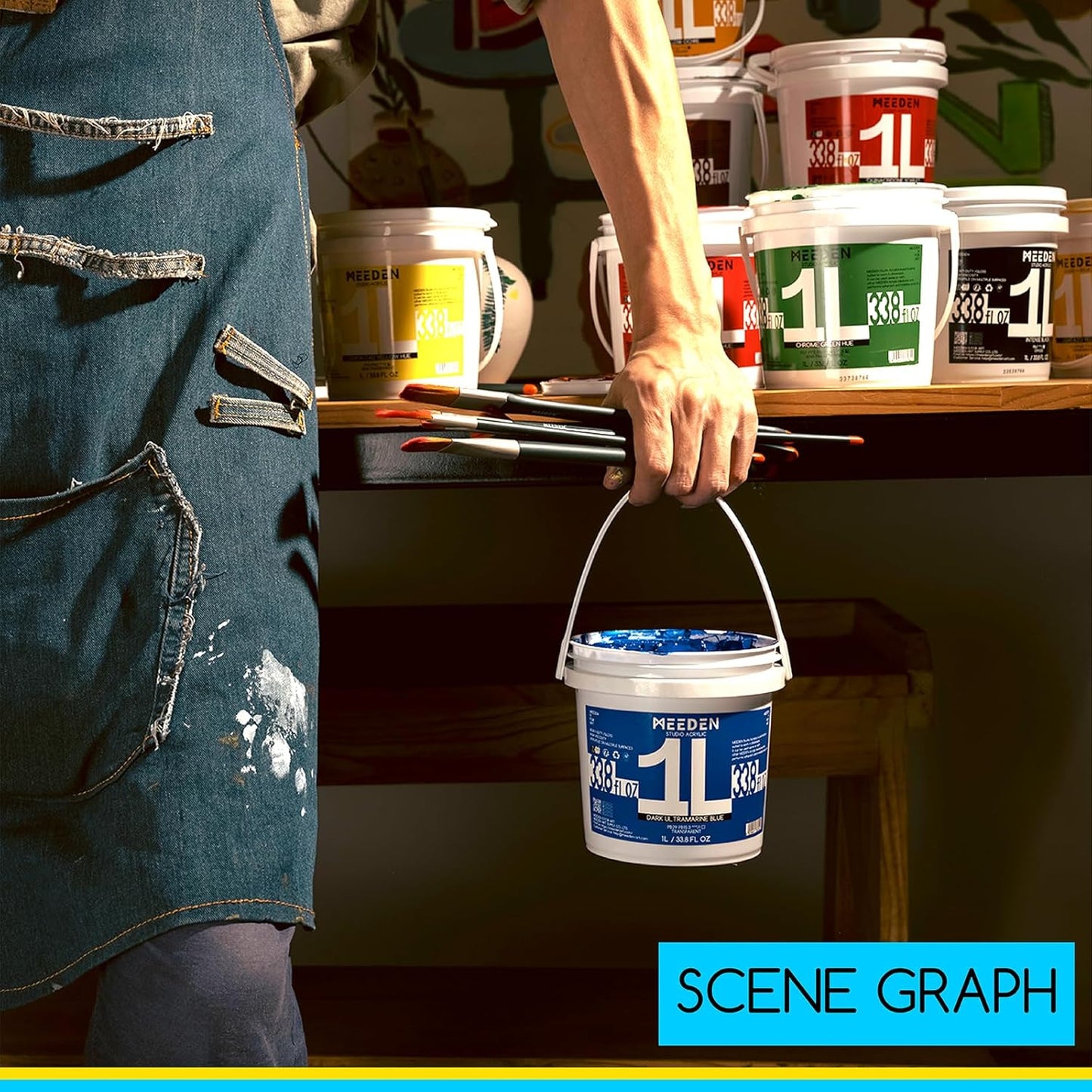 MEEDEN Cobalt Blue Acrylic Paint: 1 L /33.8 oz Heavy Body Gloss Non-Toxic - Thick Art Paints for Canvas Crafts Wood Metal Plastic Wall
