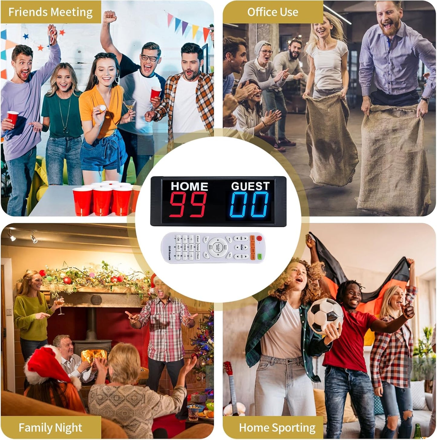 YZ Magnetic Battery Powered Cornhole Scoreboard,Portable Digital Scoreboard with Remote,Ping Pong Score Keeper with Buzzer,LED Electronic Scoreboard for Basketball/Baseball/Volleyball/Billiard Games