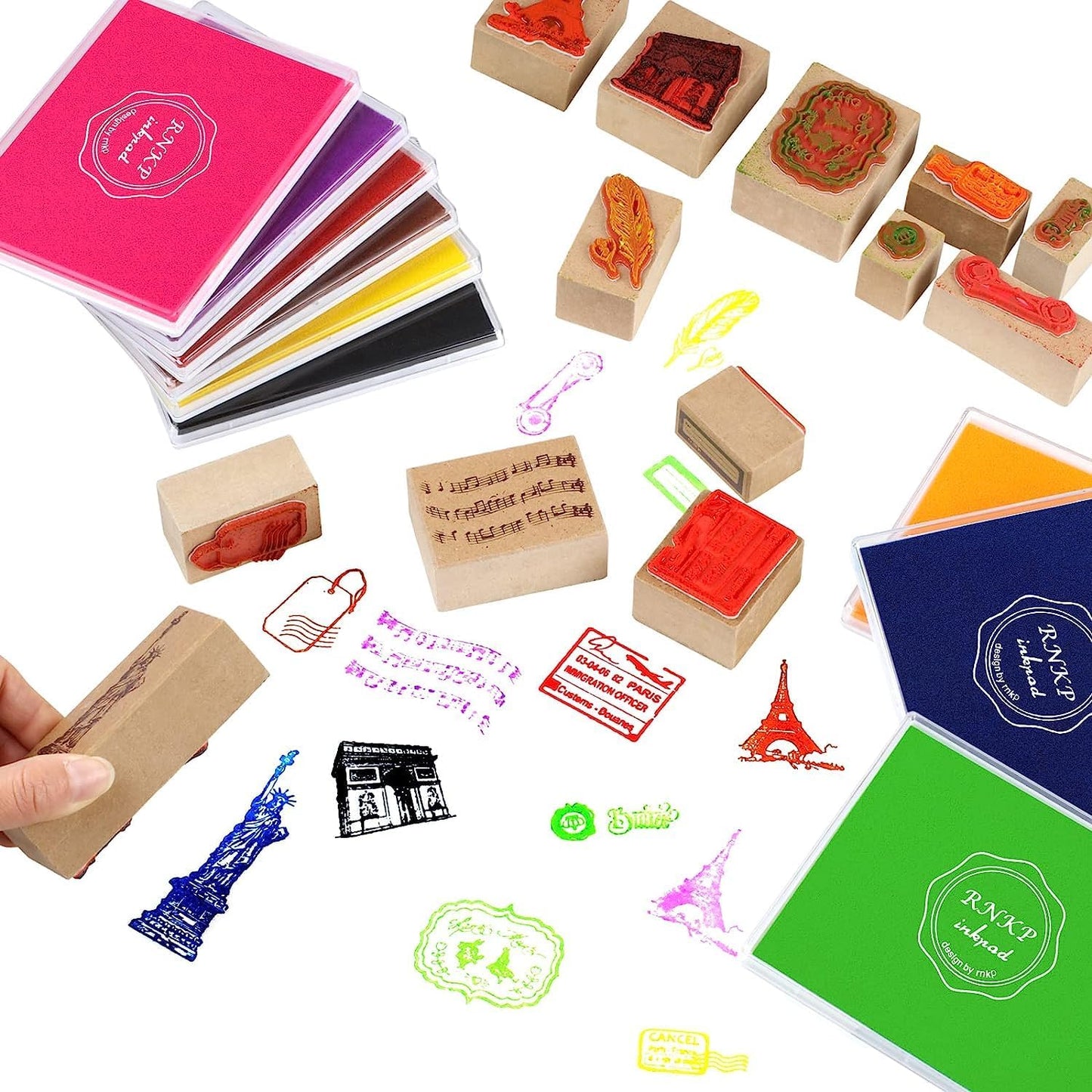RNKP Large Red Ink pad,5 x 4 in Craft Ink pad Suitable for Rubber Stamps, Paper, Wood, Fabric, Scrapbooking, Children's Non-Toxic Finger Stamp pad (Red)