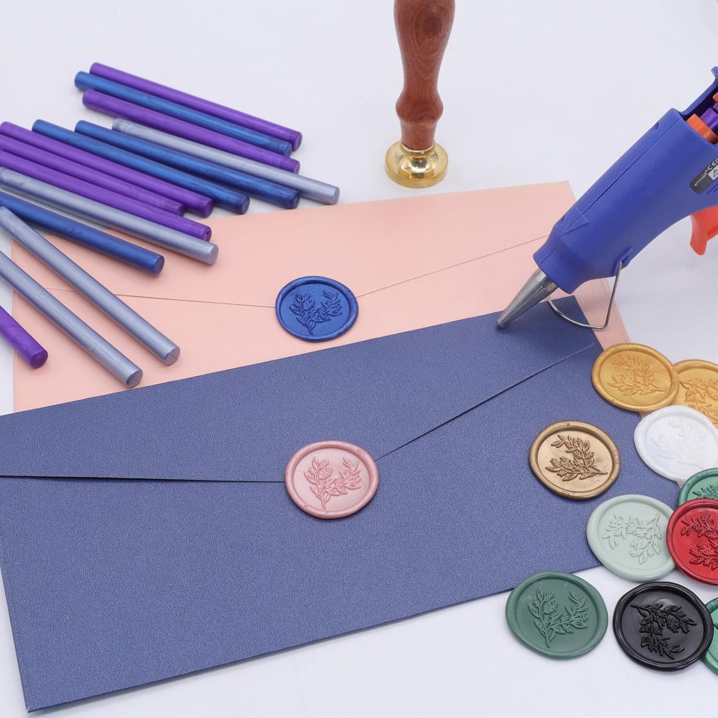 Dusty Blue Wax Seal Sticks 20pcs, Andotopee Glue Gun Wax Seal Sticks for Wax Seal Stamp, Premium Sealing Wax for Envelope Letter Seal Wedding Invation Craft Adhesive, Great Gift Ideas (Mini Size)