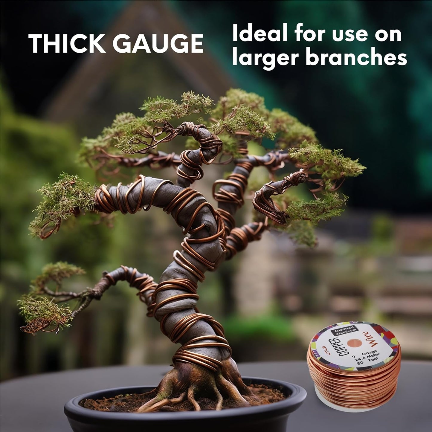 UTILE Bonsai Wire - Armature Aluminum Wire 100 ft 18 Gauge 1.2 mm Bonsai Training Wire, Tree Kit, Plant, Sculpting, Crafts, Bendable, Gardening, Beading and Jewelry Making (Copper, Brown)