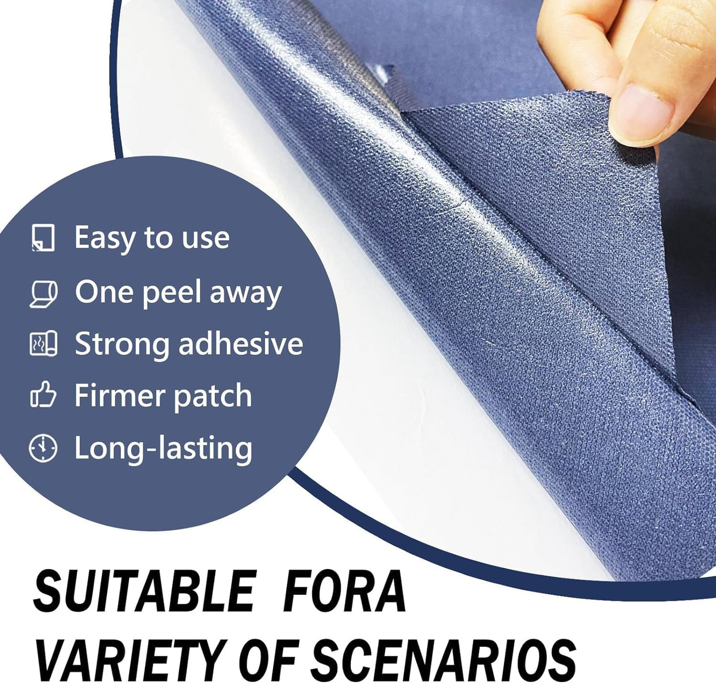 Canvas Repair Patch, 35X79 Inch Strong Sticky Fabric Repair Tape, Self-Adhesive Fabric Patch for Sofas, Tote Bags, Clothing, Car Seats, Furniture (White, 35X79 Inch)