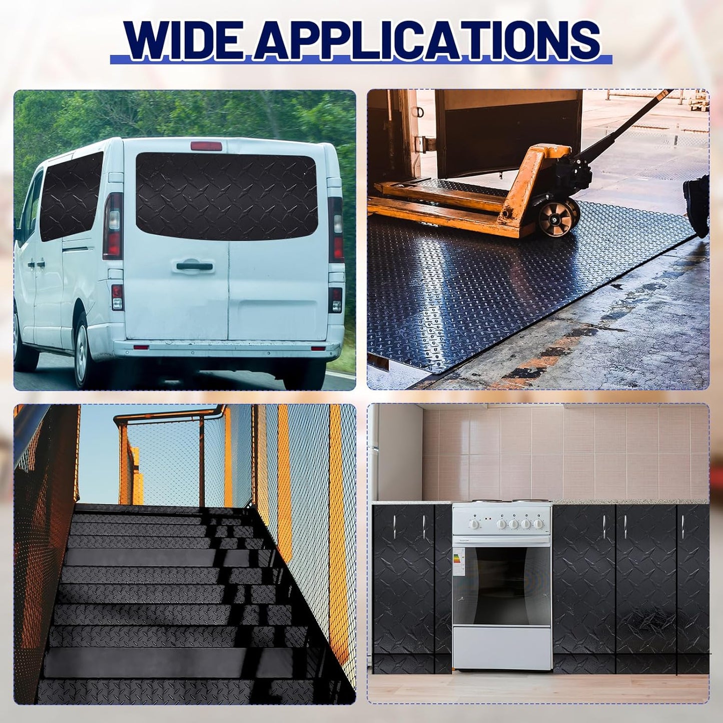 1pcs Diamond Plate Sheet Metal Heavy Duty Tread Aluminum Sheet Diamond Tread Plate for Wall Covering, Cargo Trailer, RV and More (24'' X 120'' X 0.06'',Black)