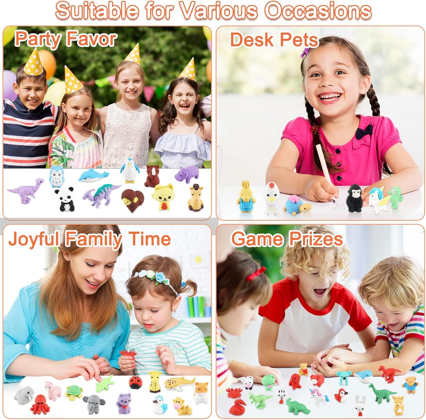 80Pcs Animal Erasers Kids Desk Pets Pencil Erasers 3D Puzzle Eraser Bulk Fun Cute Mini Animal Eraser Toys for Classroom Rewards, Game Prizes, Treasure Box, Easter Egg Fillers