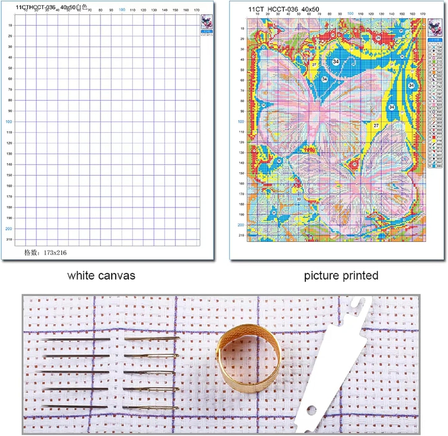 Stamped Cross Stitch Kits - Beach Night Landscape Counted Cross Stitch Kits for Beginners Adults Needlepoint Cross-Stitch Patterns-Magic Mandala 18x18 inchs
