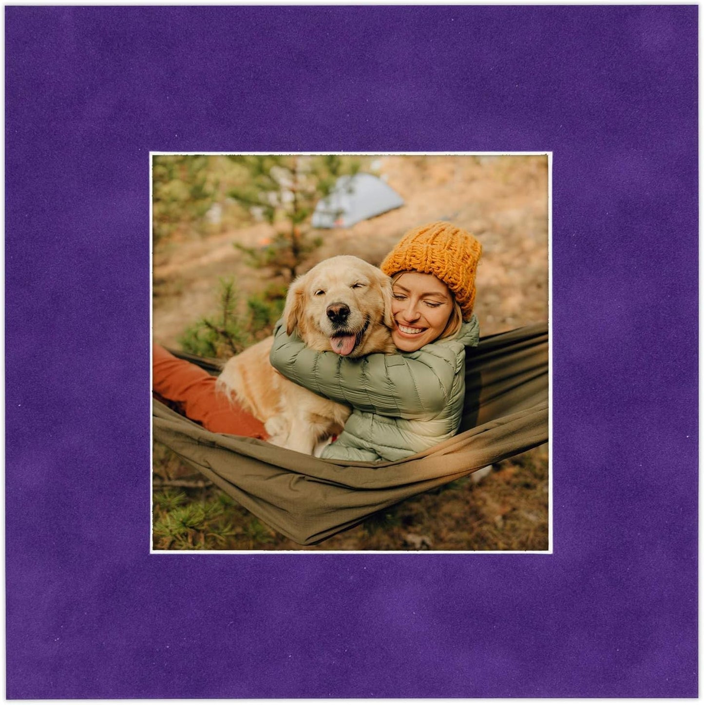 Pack of 25 Acid Free 8x10 Mats Bevel Cut for 5.5x8.5 Photos - Purple Crocus Suede Precut Matboards With Backing Boards and Clear Photo Mat Bags For Pictures, Photos, Framing - 4-ply Thickness
