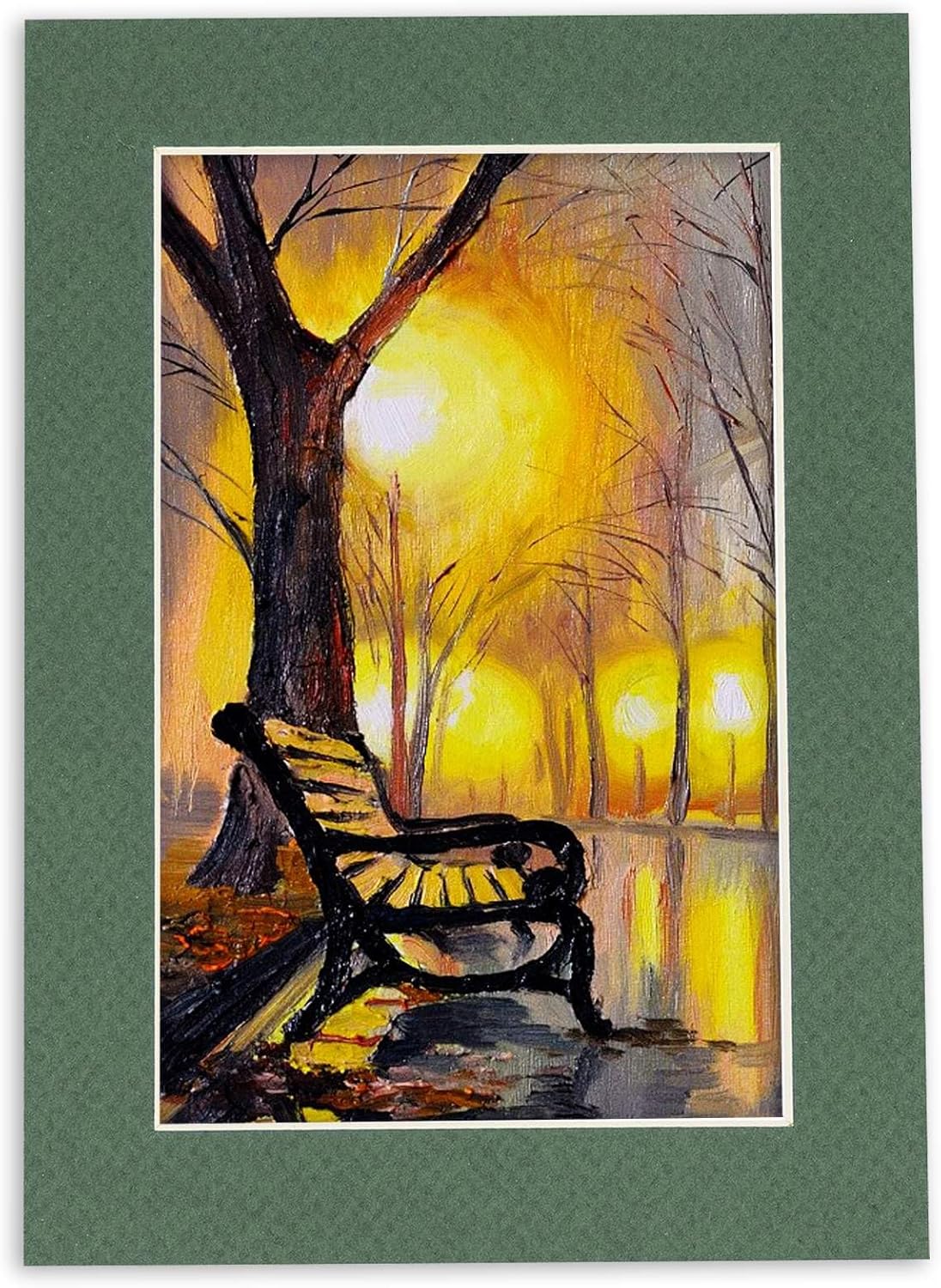 8x10 Mat Bevel Cut for 5.5x8.5 Photos - Acid Free Hunter Green Precut Matboard With Backing Board and Crystal Clear, Self Seal Photo Mat Bag - For Pictures, Photos, Framing - 4-ply Thickness