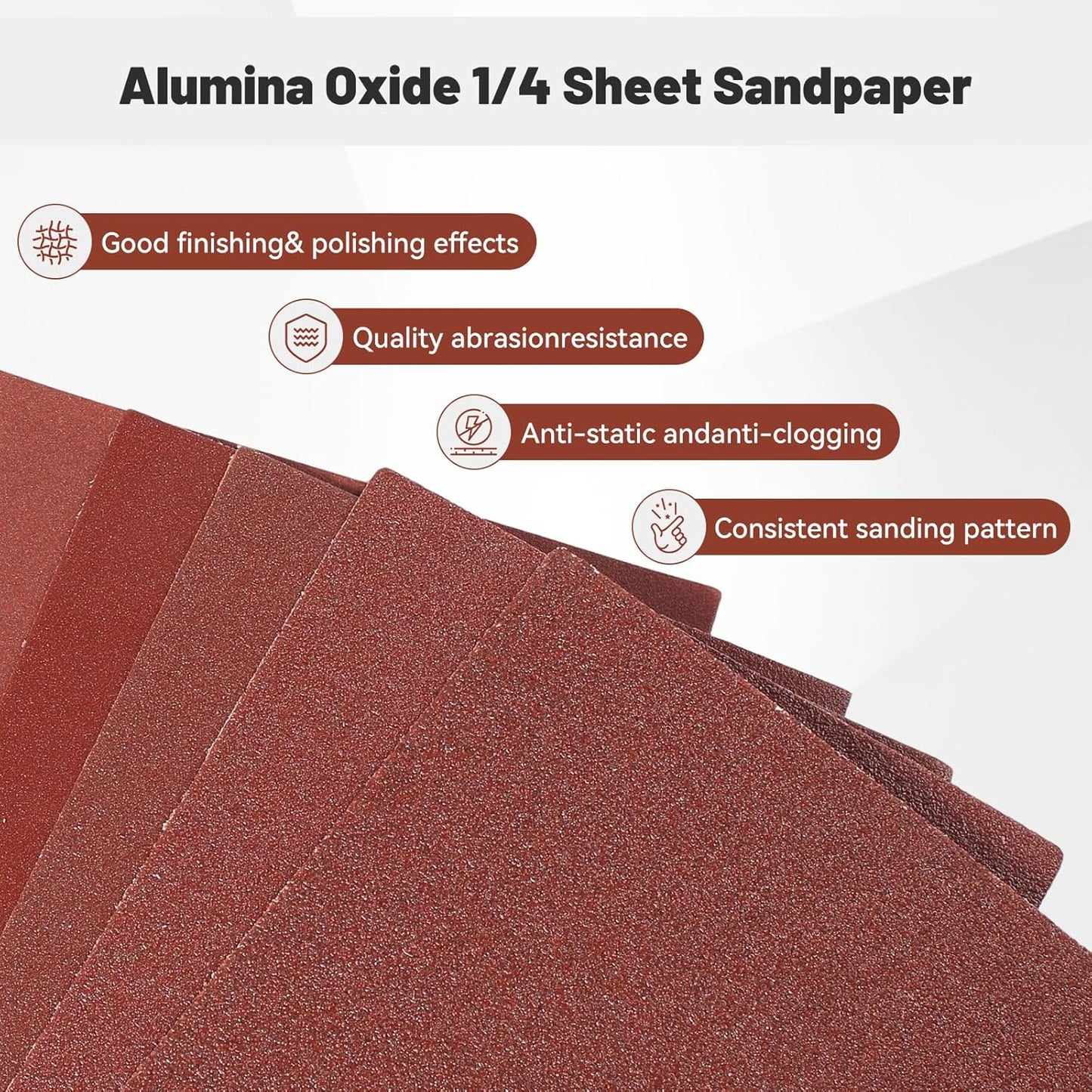 1/4 Sandpaper Sheet,4-1/2"*5-1/2" Assorted120-180-240,50PACK