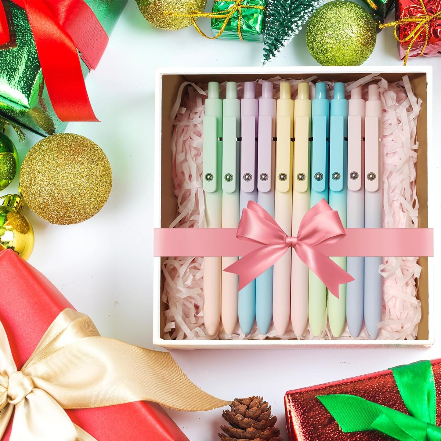 Gel Pens, 10 Pcs Medium Point Smooth Writing Pens Cute Pens for Women, High-End Series 0.7mm Black Ink Pens for Journaling Note Taking, School Office Supplies (10 Pcs Gradient)