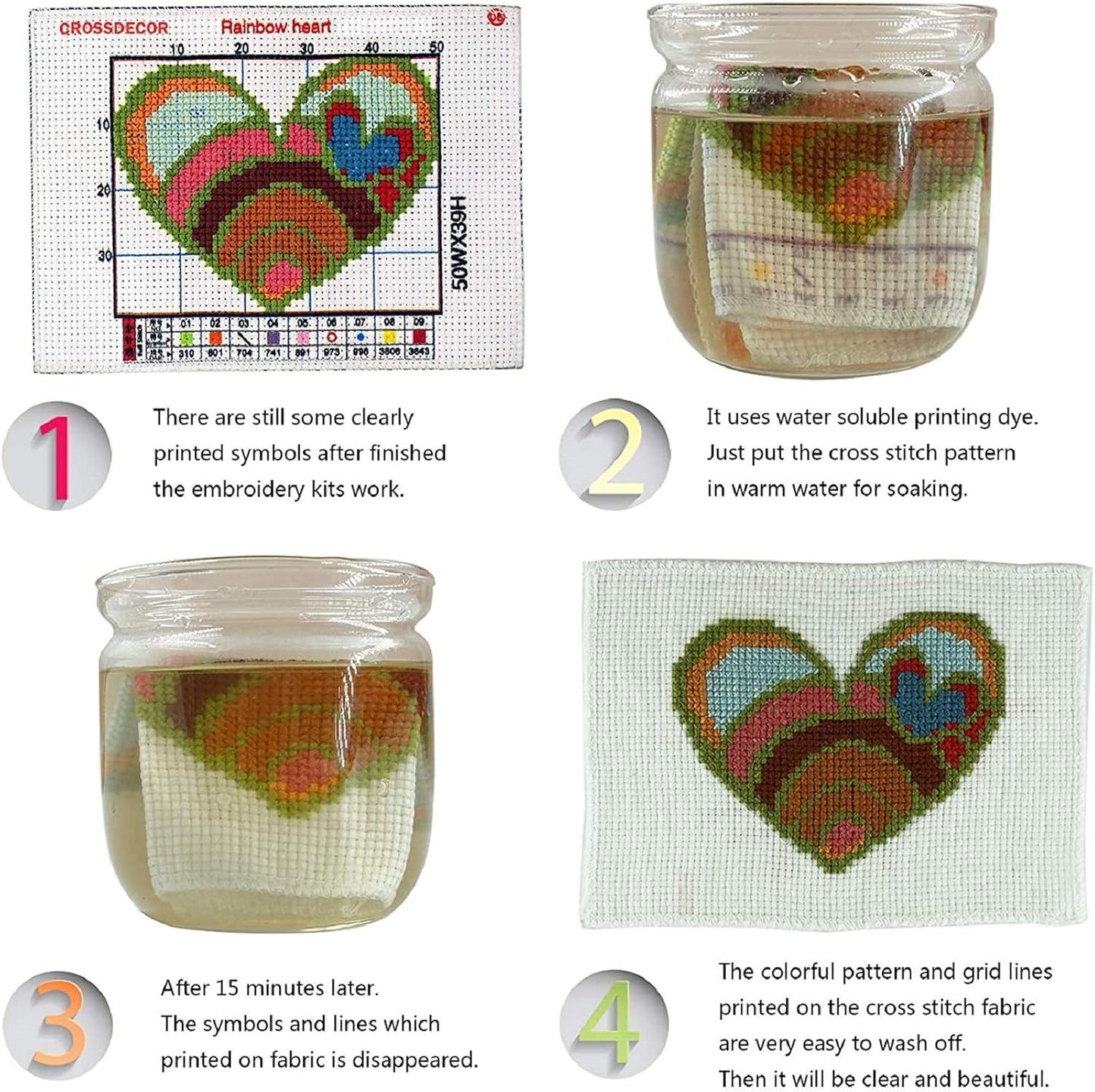 Dimensean Stamped Cross Stitch Kits Full Range of Embroidery Patterns Starter Kits for Beginners Adult or Kids DIY Cross Stitches Needlepoint Kits 11CT-Colorful Elephant Flowers 18x18 inch