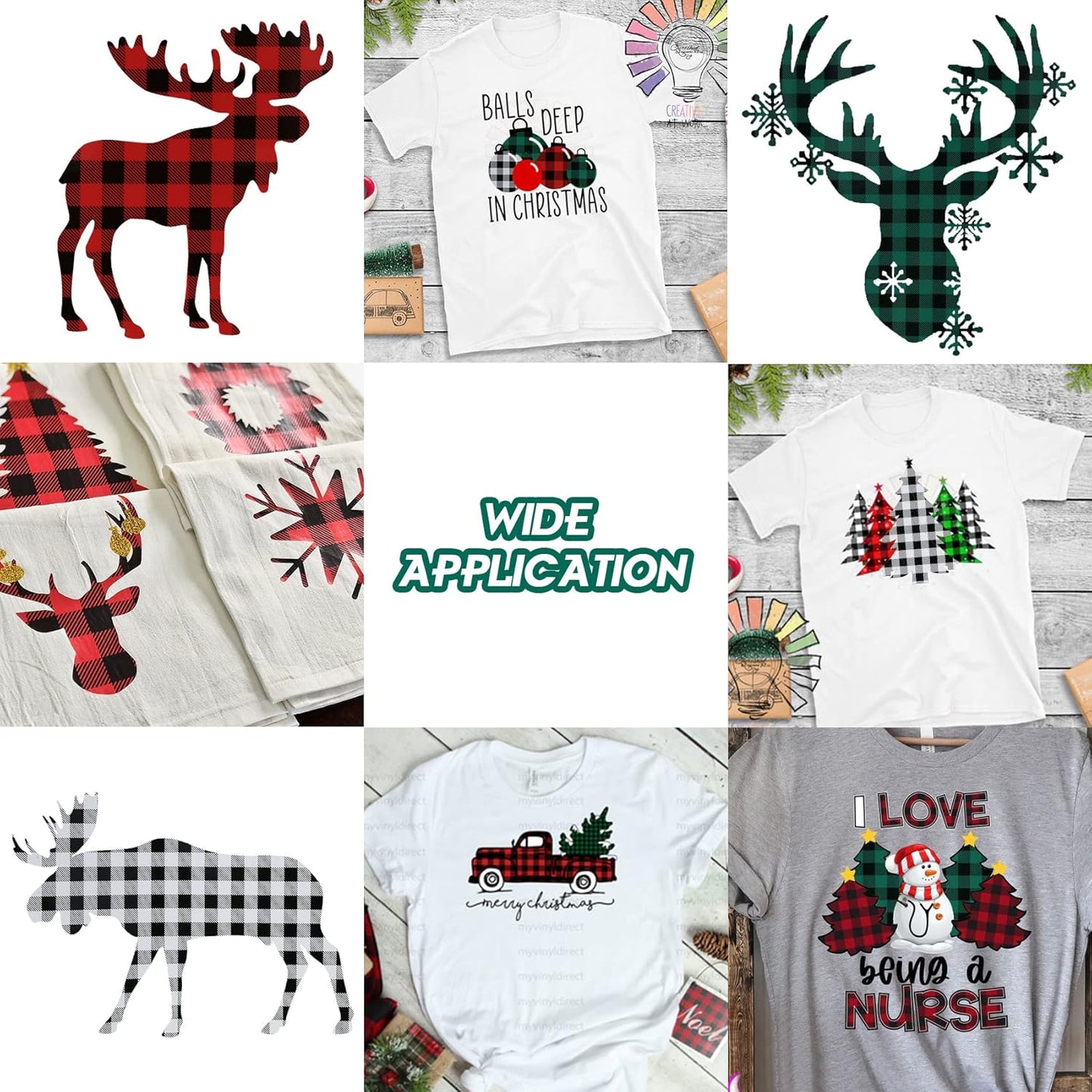 TORC Black White Buffalo Plaid HTV Vinyl 12 inch x 10 ft, Check Heat Transfer Vinyl Iron on Transfers