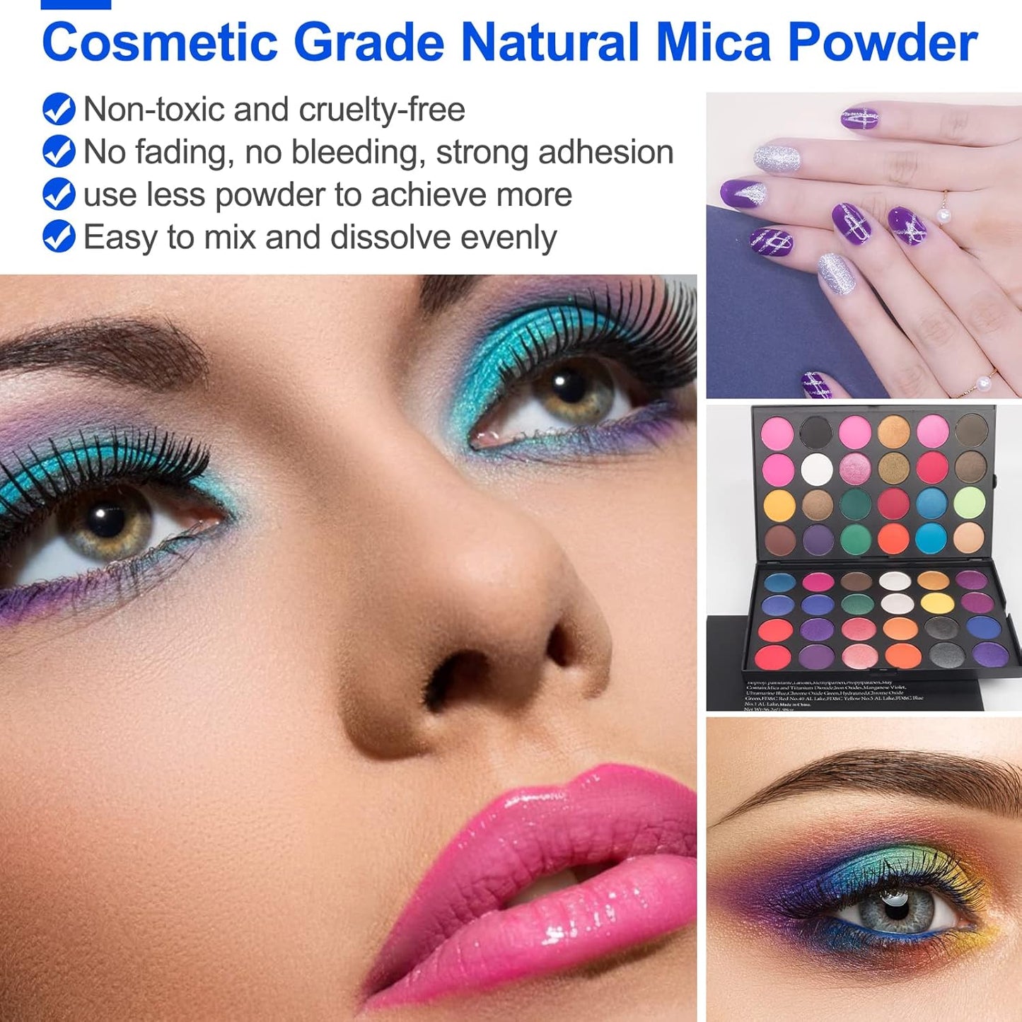 Mica Powder,7.05OZ(200g),Luster Blue Mica Powder Pigment for Epoxy Resin,Lip Gloss,Car Paint,Dye,Soap Making,Nail Polish,Epoxy Resin,Candle Making,Bath Bombs