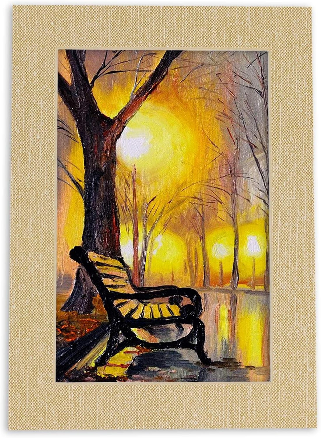 8x10 Mat Bevel Cut for 6x8 Photos - Acid Free Fresh Linen Canvas Precut Matboard With Backing Board and Crystal Clear, Self Seal Photo Mat Bag - For Pictures, Photos, Framing - 4-ply Thickness