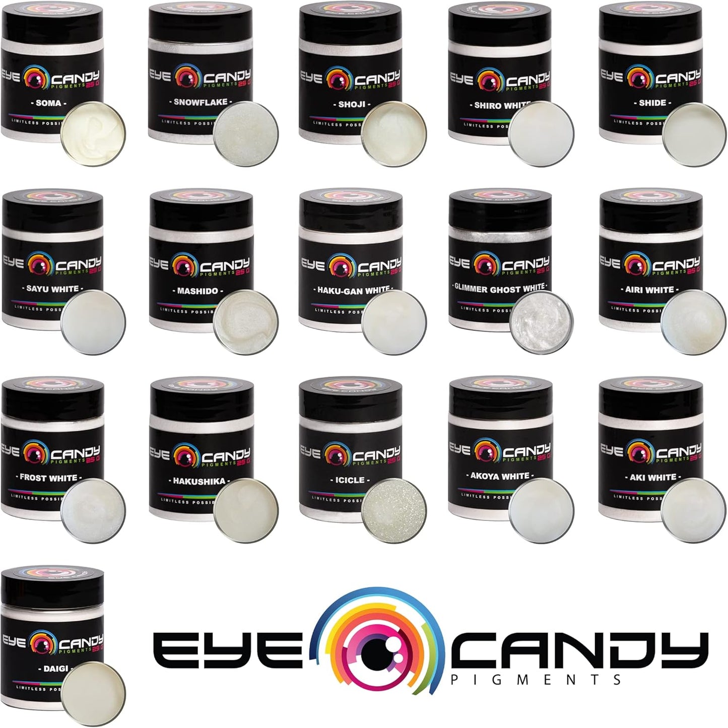 Eye Candy Pigments Premium White Mica Powder - Airi White (50gr) - for Epoxy, Resin, Soap, Paint, Woodworking, Acrylic Pouring, Bath Bombs, Fishing Lures - DIY Arts and Crafts Additive