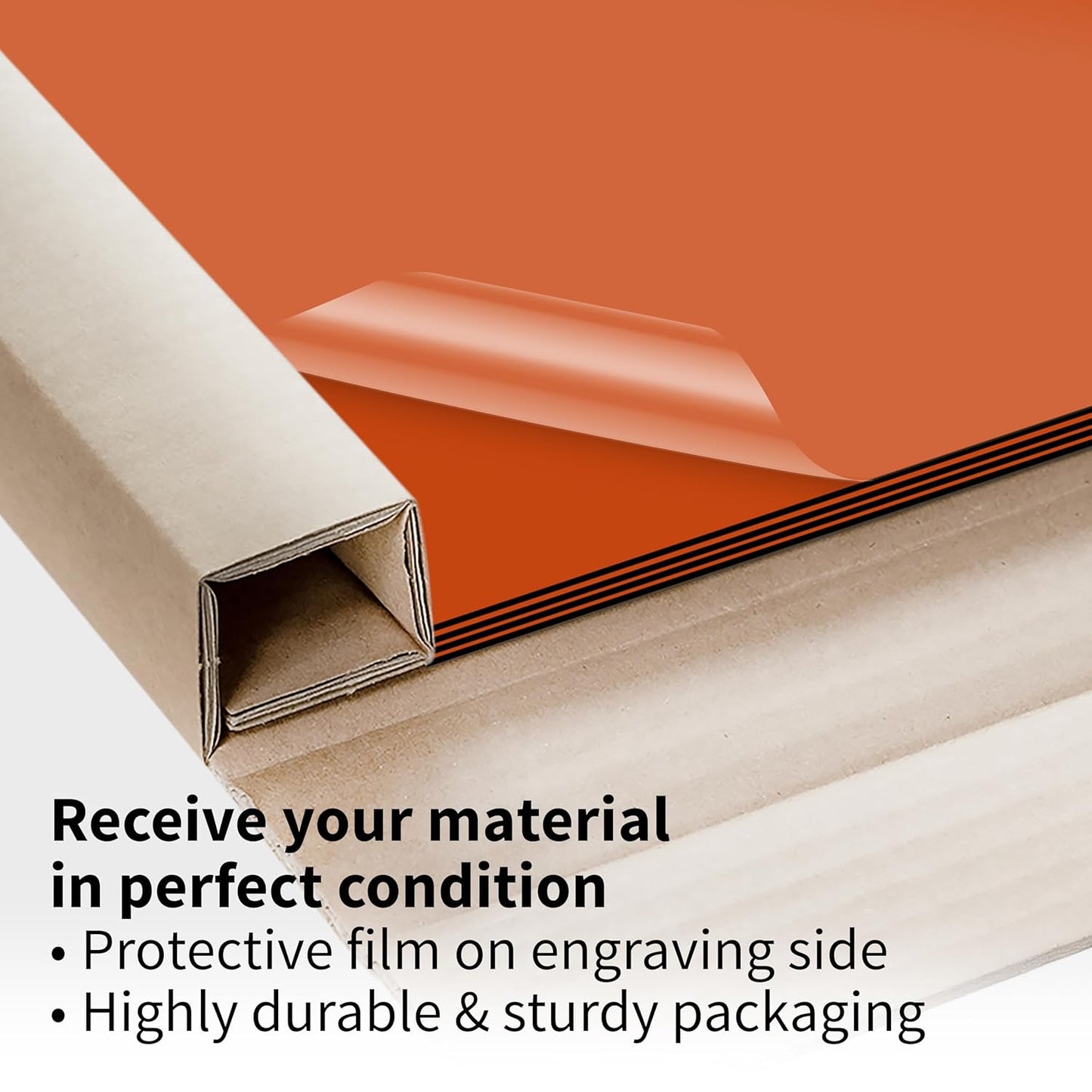 Trotec TroLase | 12"x12"x1/16", 8 Pcs | Orange/Black | 2 Ply | Modified Acrylic | Laser Engraving Double Color Plastic Sheet | Engraving Blanks for Laser, Saw, Guillotine | Made in USA