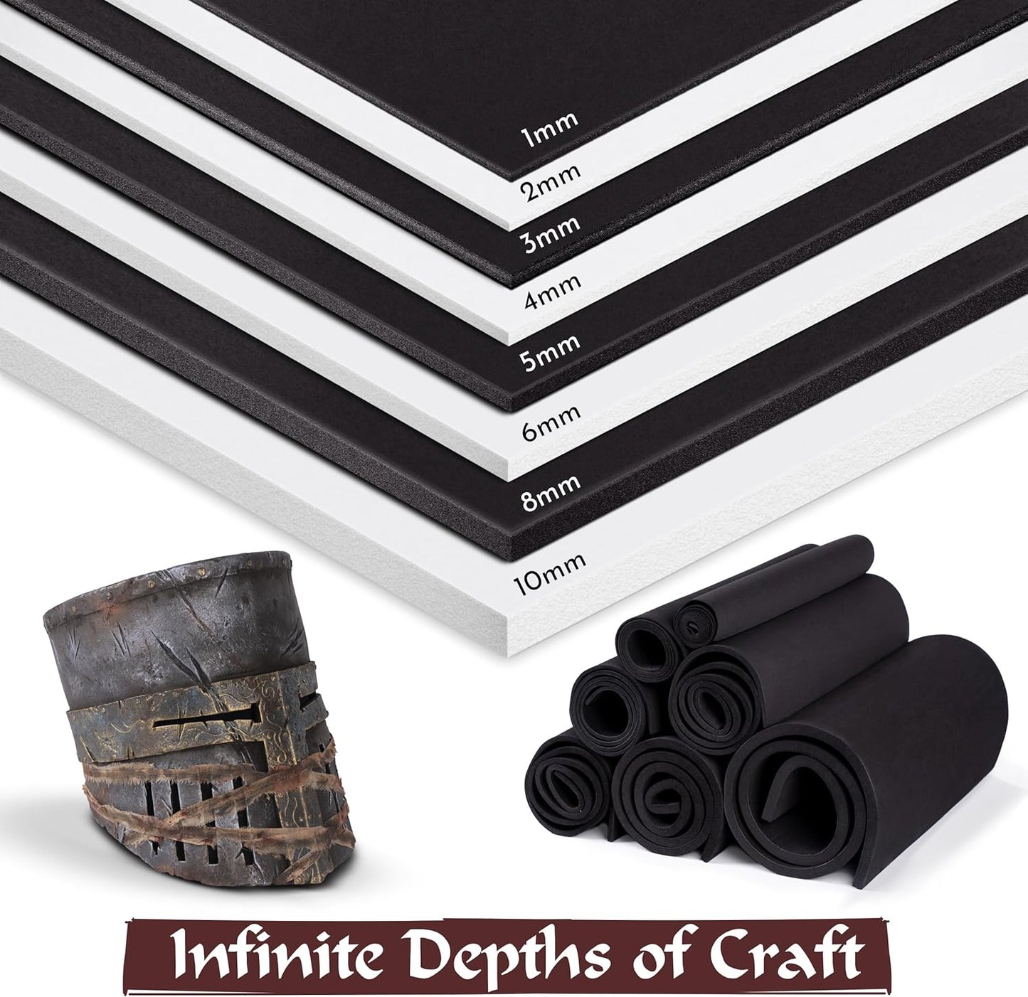2-Pack Shape Retention EVA Cosplay Foam - 4mm Thick (Black) 14x39 inch High Density EVA Craft Foam Sheets - Premium 85 kg/m3 Heat Shape Material for DIY, Comic, Con or Halloween Costumes - The Foamory