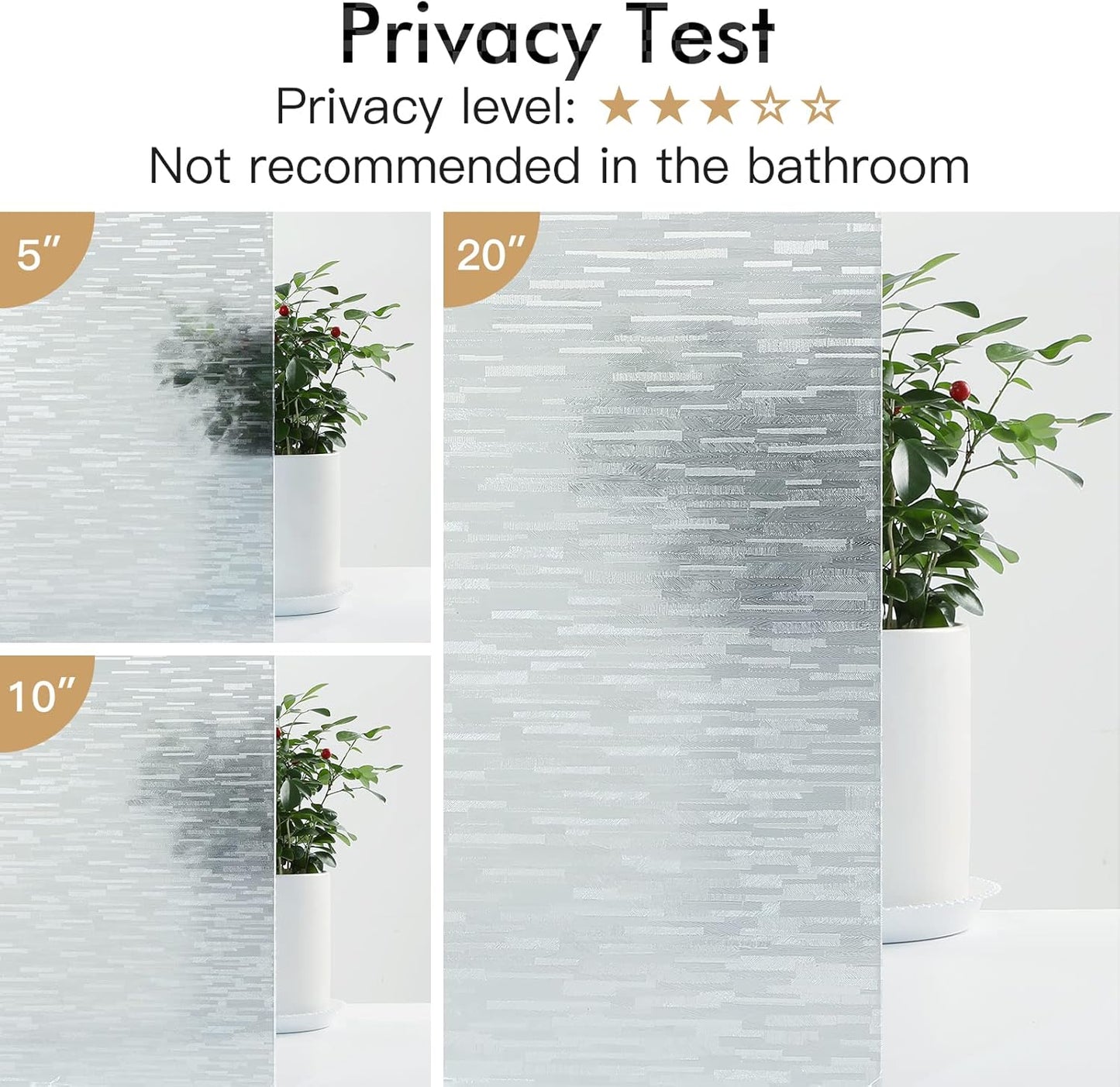Haton Window Privacy Film, Frosted Glass Static Cling Sun Heat Blocking Window Clings, Frosting Opaque Coverings, Vinyl Removable Stickers Tint for Home Door Office, Non Adhesive 17.5" x 78.7"