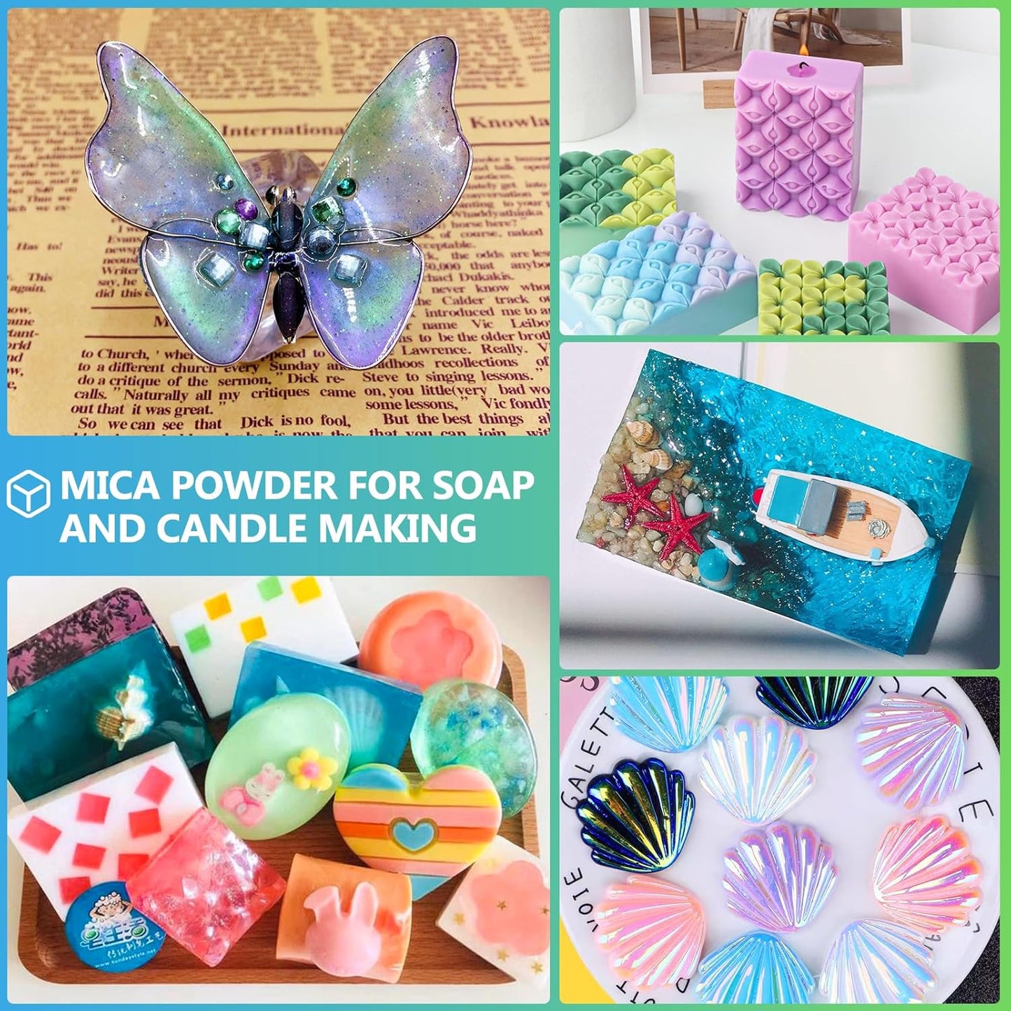 Mica Powder,7.05OZ(200g),Crystal Blue Pearl Mica Powder Pigment for Epoxy Resin,Lip Gloss,Car Paint,Dye,Soap Making,Nail Polish,Epoxy Resin,Candle Making,Bath Bombs