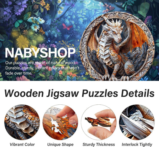 Wooden Puzzles for Adults, Cave Dragon Wood Puzzle, Wood Adult Puzzle, Wooden Puzzle for Family Game and Birthday Gifts for Women Men (L-13.4 * 13.4in 300pcs)