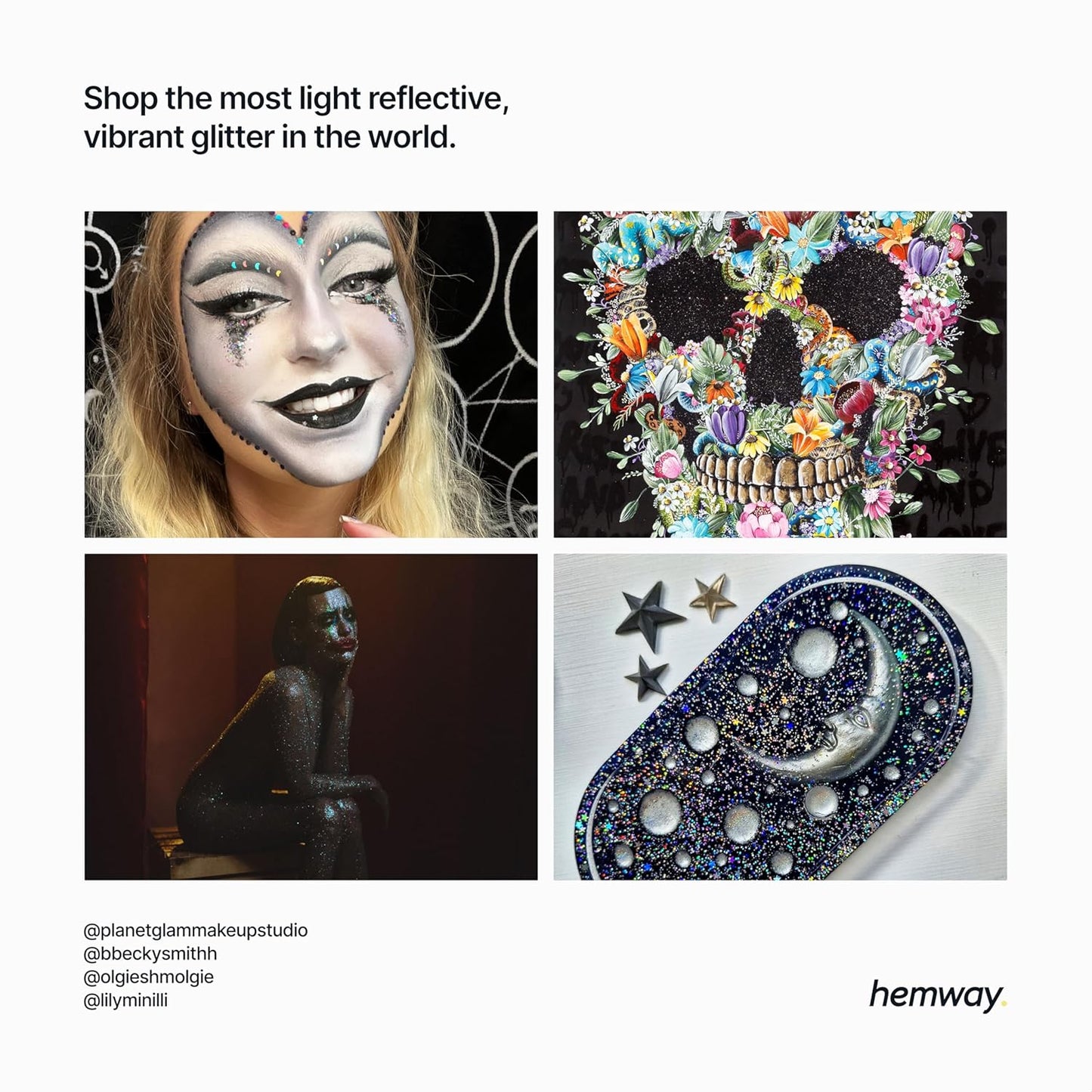Hemway Polyurethane & Epoxy Resin Glitter 100g / 3.5oz Metallic Crystal Flake Additive for Flooring Jewelry Tumblers Glass Pigment - Extra Chunky (1/24" 0.040" 1mm) - Black Holographic