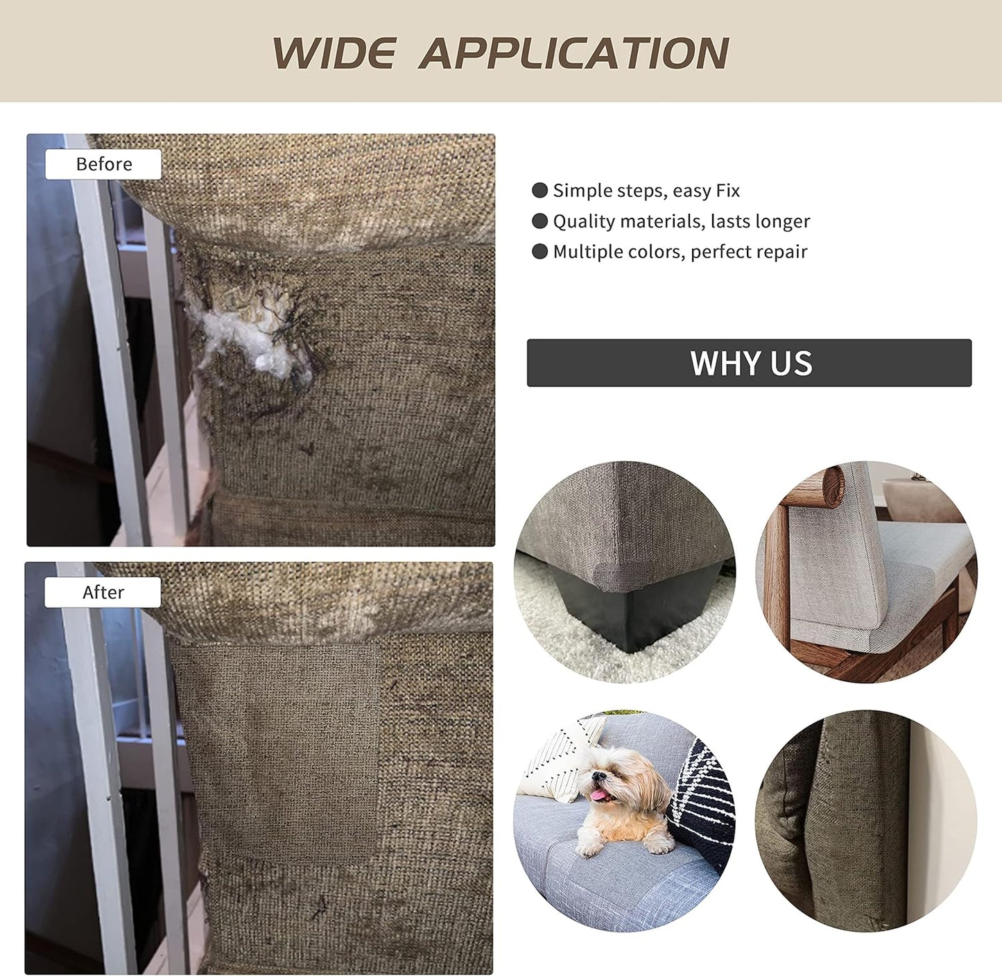 Fine Linen Repair Patches, Self-Adhesive Linen Fabric Patches, 8X11 inch 2 PCS, Multi Color, Can be Used for Linen Sofa Repair and Linen Clothes Repair(8" x 11"-2PCS,Medium Grey 2.0)