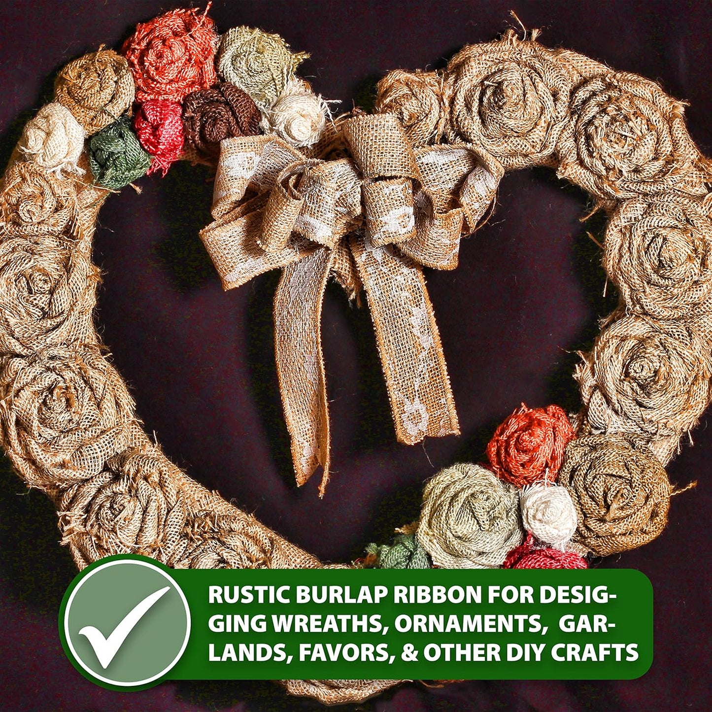 Mandala Crafts Pink Burlap Wired Ribbon 2.5 Inches Wide Jute Ribbons for Crafts - 10 Yds Roll Rustic Burlap Wrap Trim Ribbons for Wreaths Bows Party Decoration
